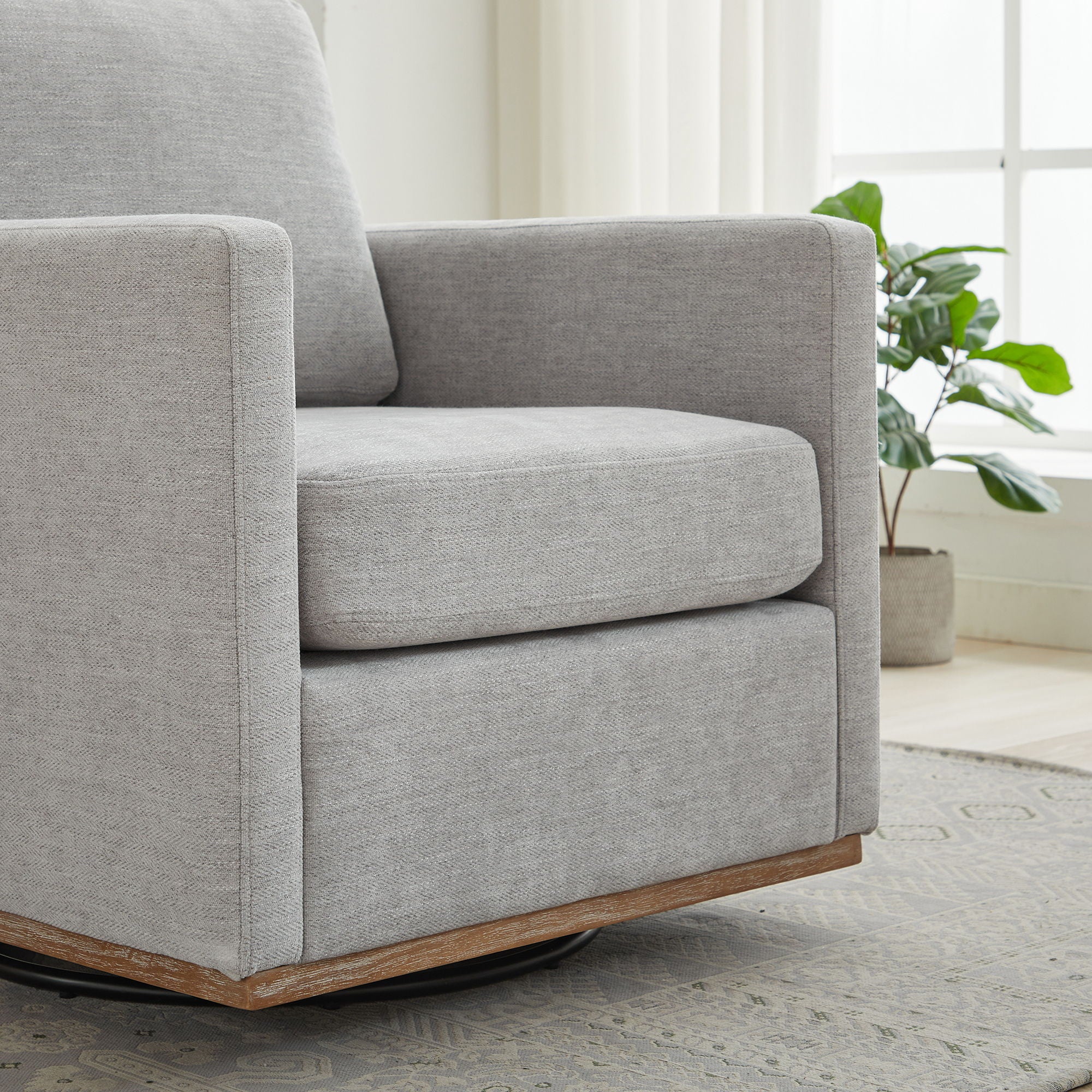 Square Upholstered Swivel Accent Chair