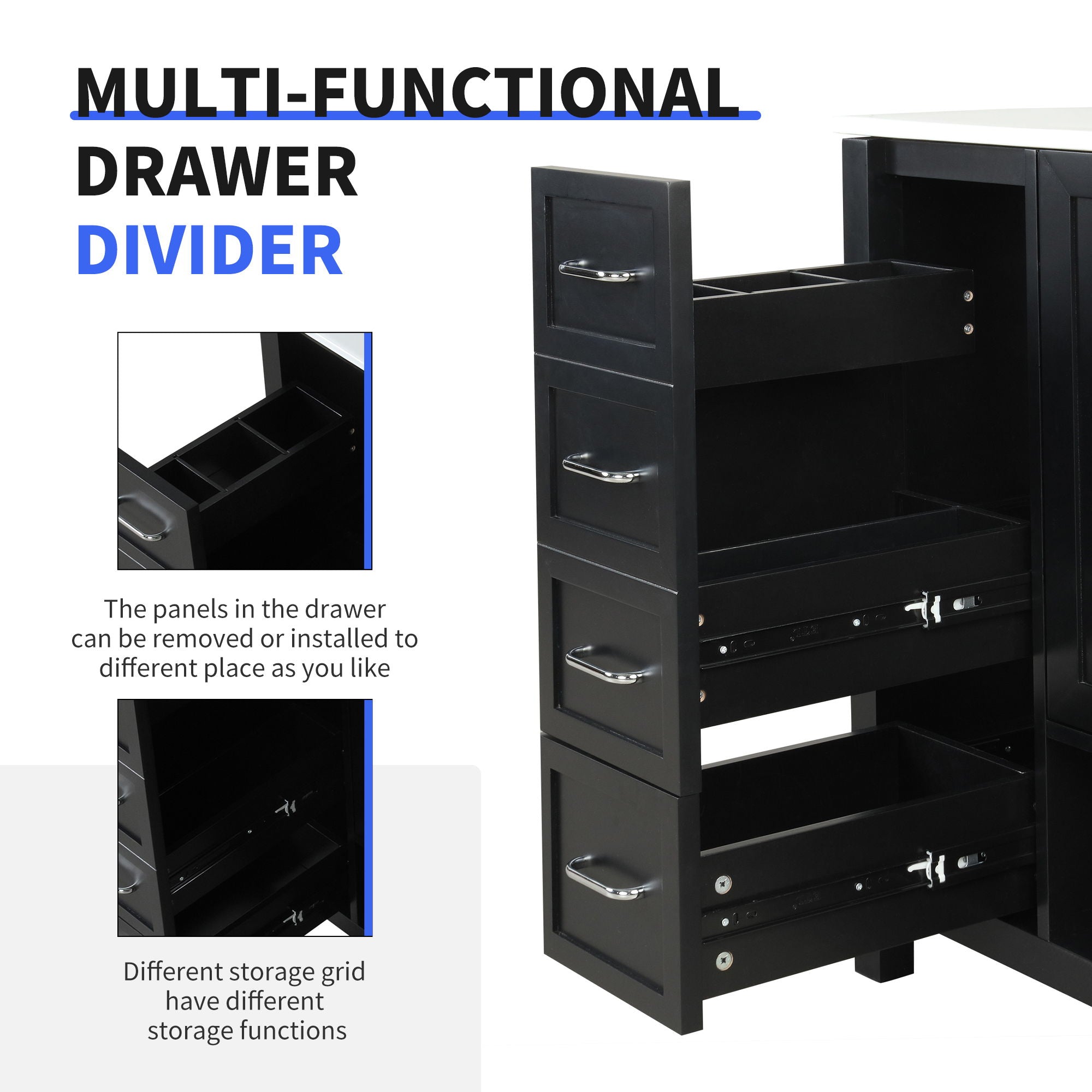 Bathroom Vanity With Sink Top, Bathroom Vanity Cabinet With 2 Doors And 2 Drawers, Open Shelf