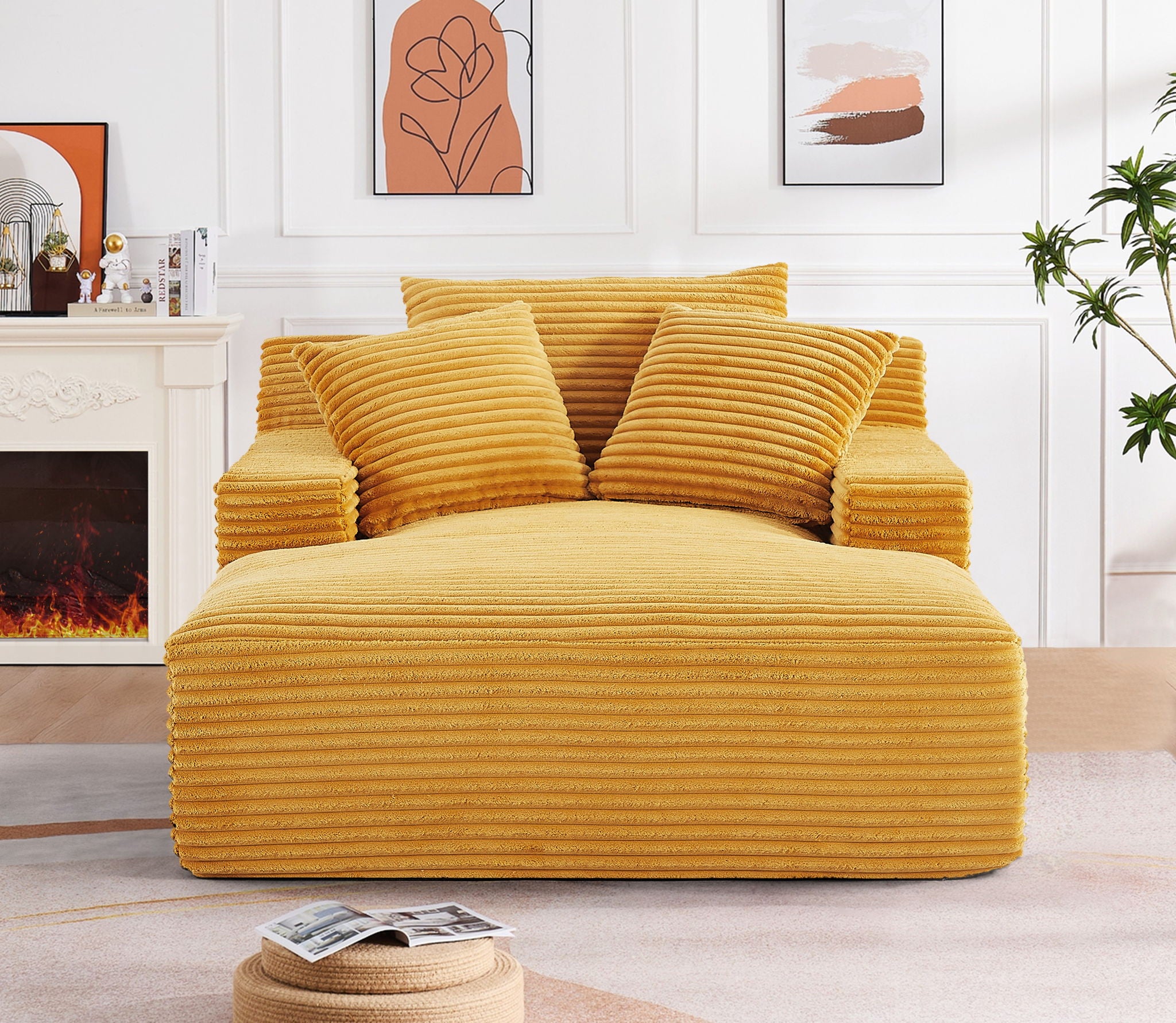 Cloudline - Oversized Chaise Lounge, Modern Comfy Couch With Full Foam Cushioning, Cozy Sleeper Sofabed