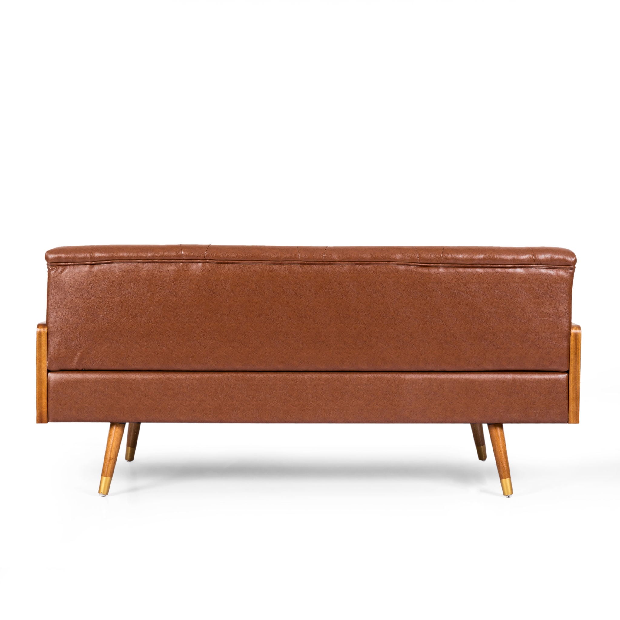 Adelaide - Tufted Sofa With Rolled Accent Pillows - Light Brown