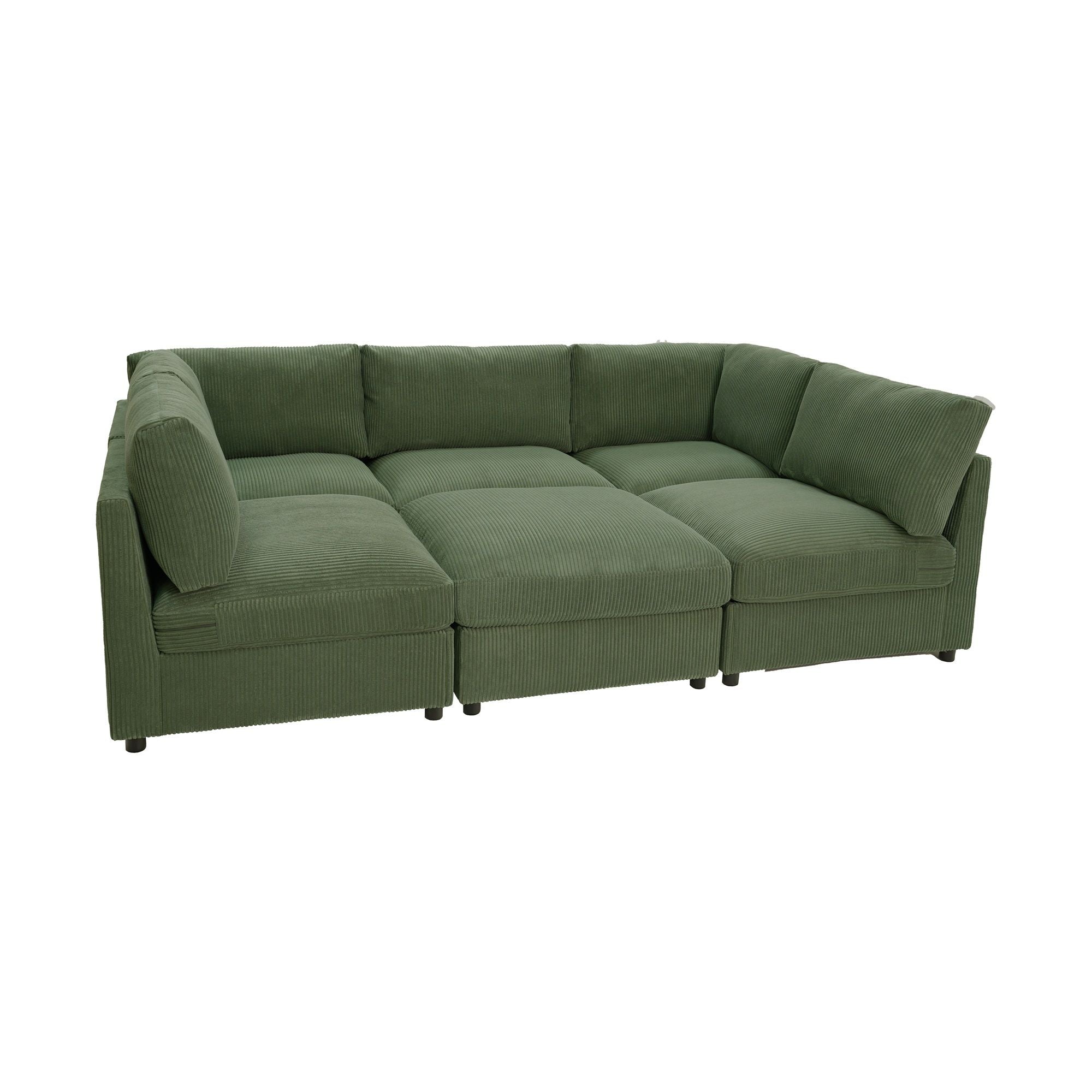 Reversible Modular Sectional & Custom Configuration And Premium Upholstery - Dark Green