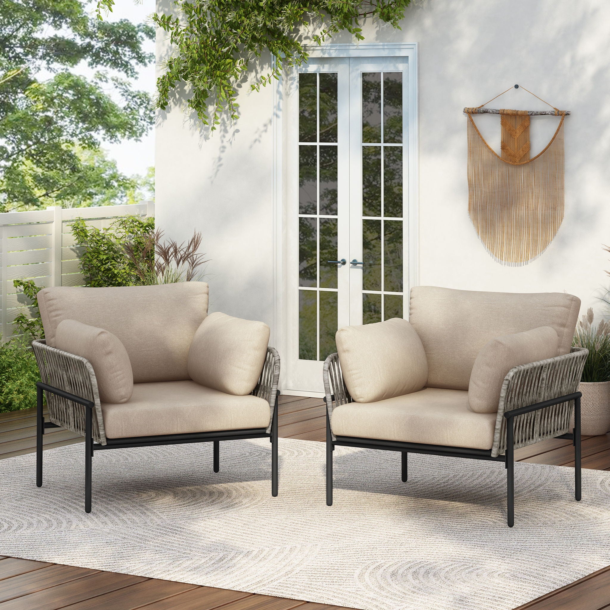 Rope Lounge Chair With Cushions For Modern Spaces