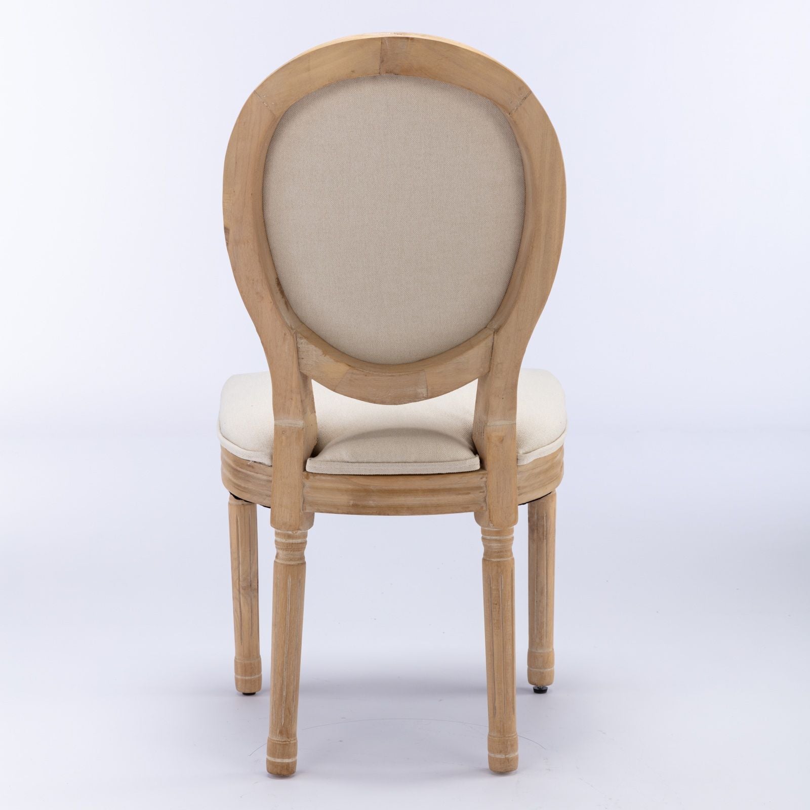 French Style Solid Wood Frame Antique Painting Fabric Back Dining Chair (Set of 2)