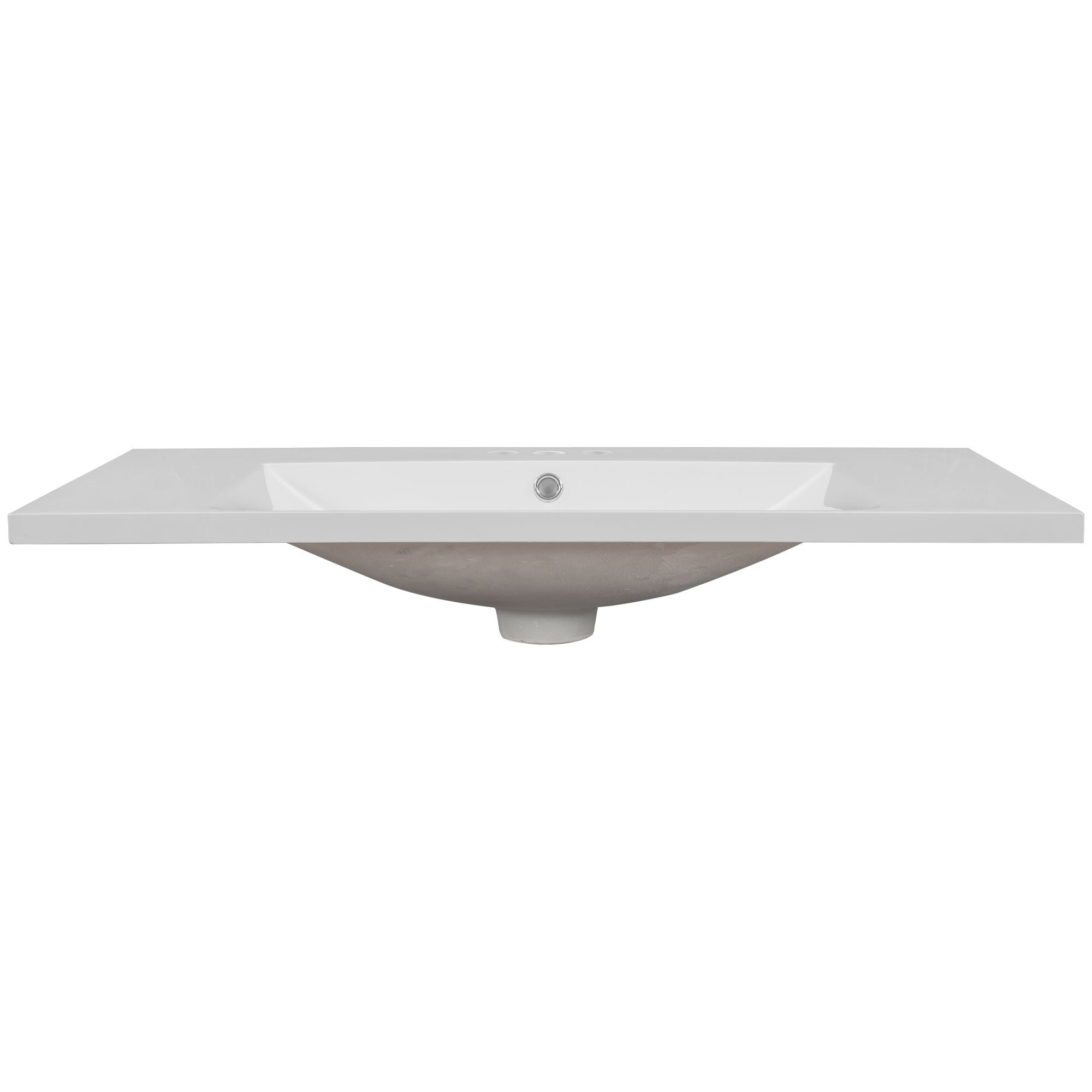 36" Single Bathroom Vanity Top With Undermount Basin, 3 Faucet Holes, Flat Edge - White