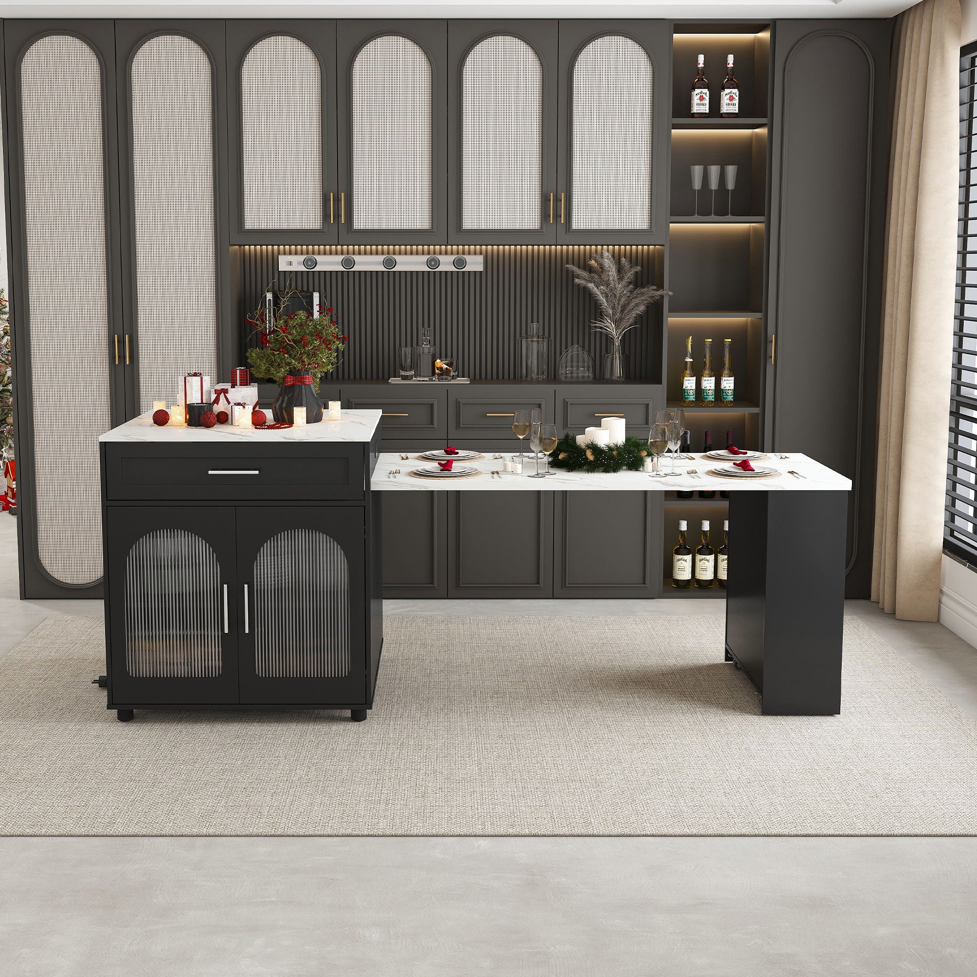 Expandable Kitchen Island With Power Outlet