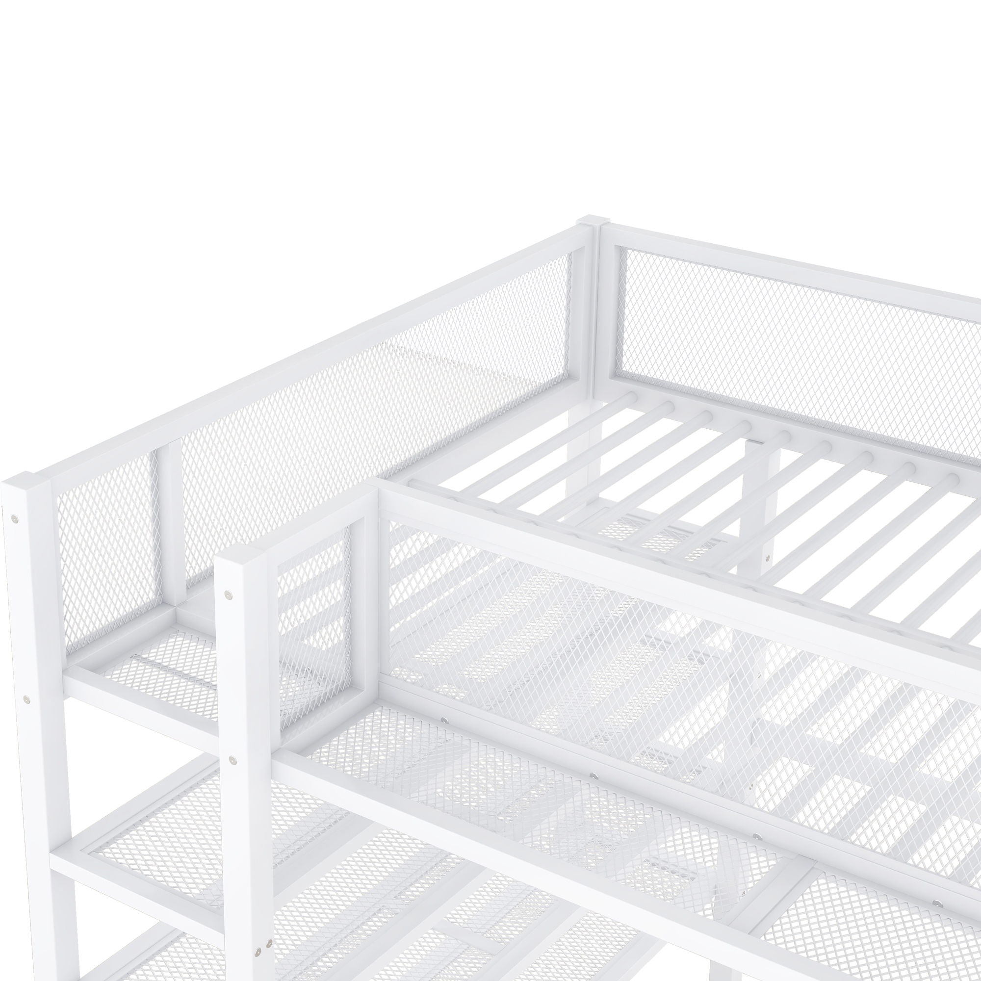 Loft Bed With 4 Tier Shelves And Storage