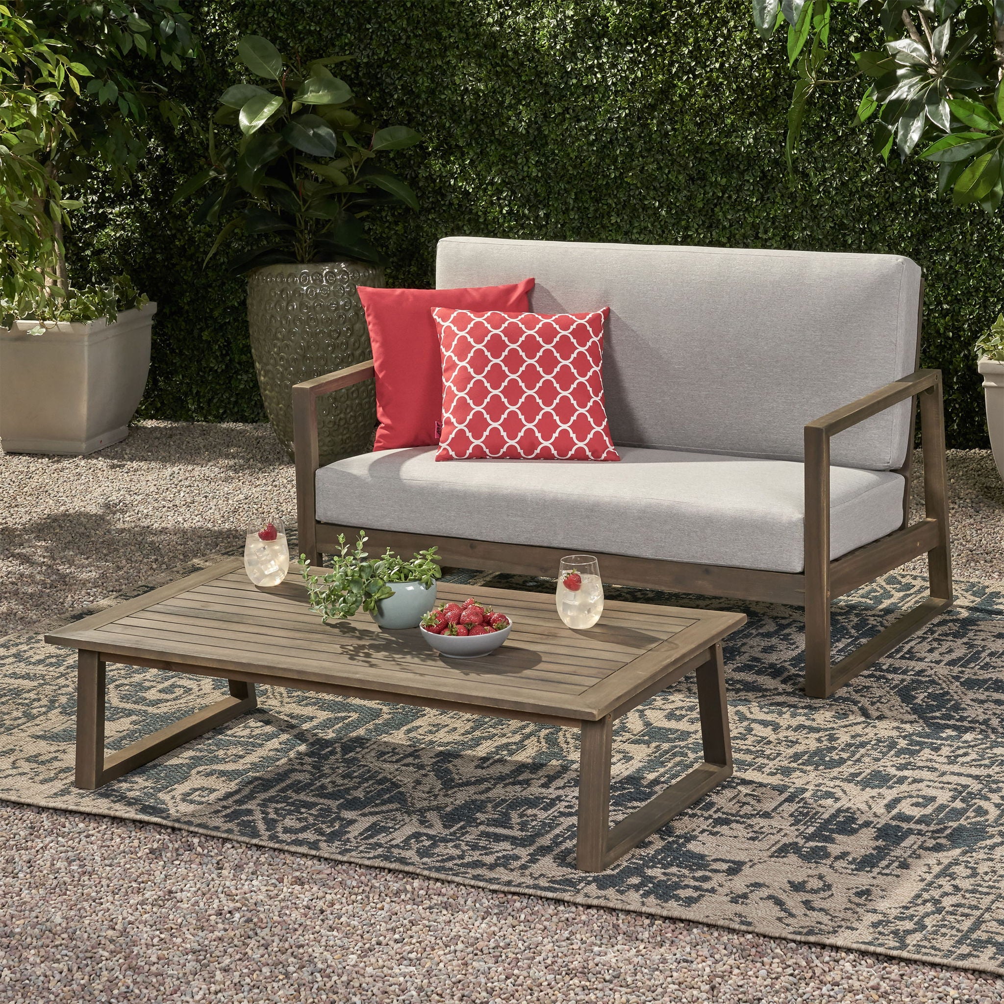 Belgian - Loveseat & Coffee Table Set With Water Resistant Cushions