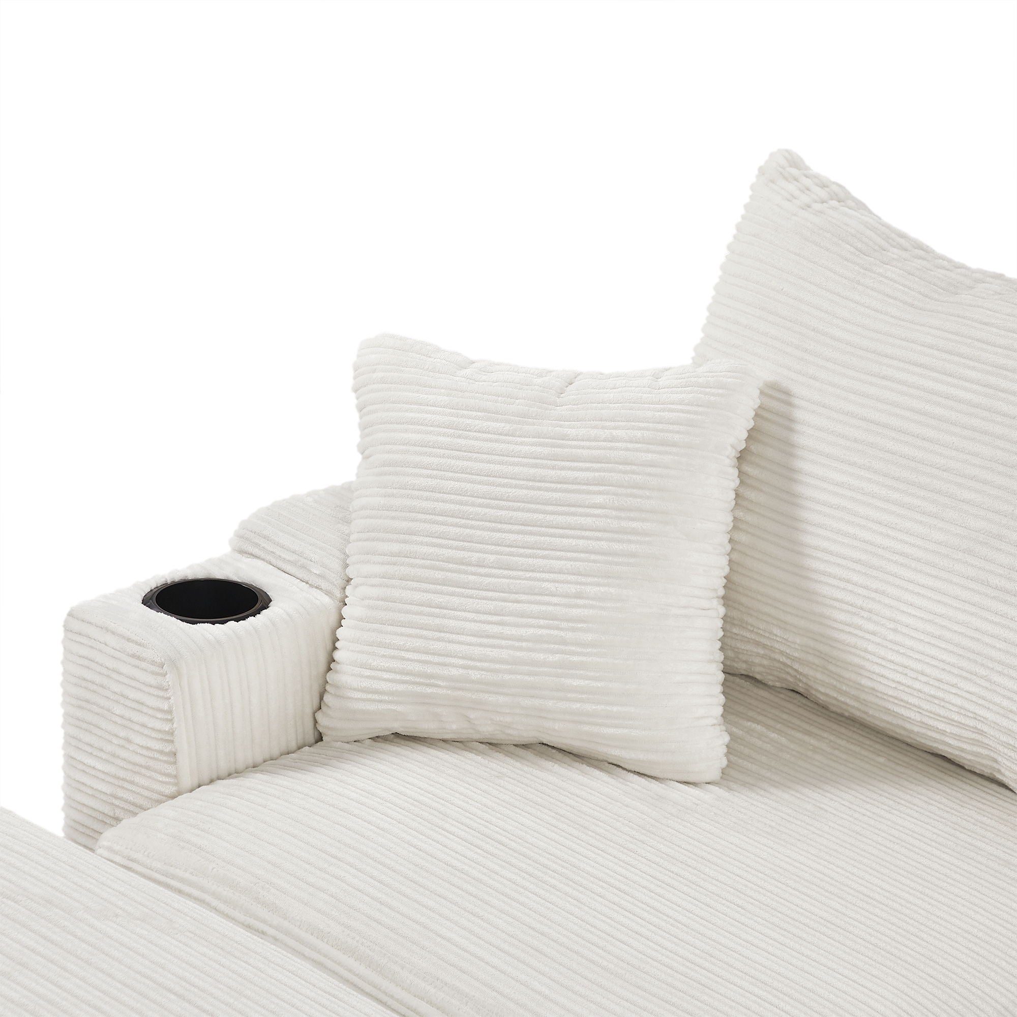 Modern Style Loveseat Sofa Sectional Sofa Couch With Storage Space, A Movable Ottoman, Two USB Ports, Two Cup Holders, A Phone Holder For Living Room