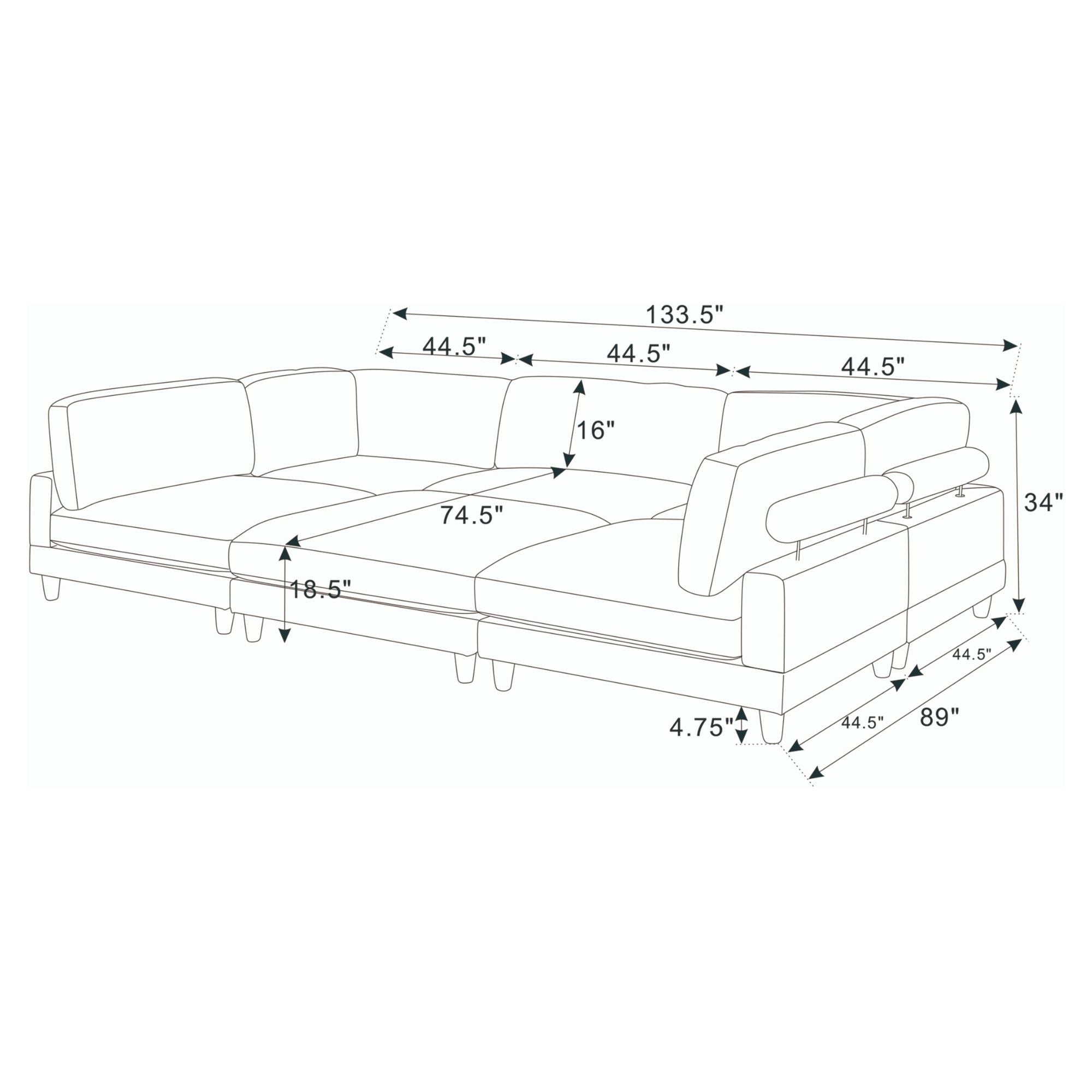 Modern Modular Sectional With Adjustable Back Support