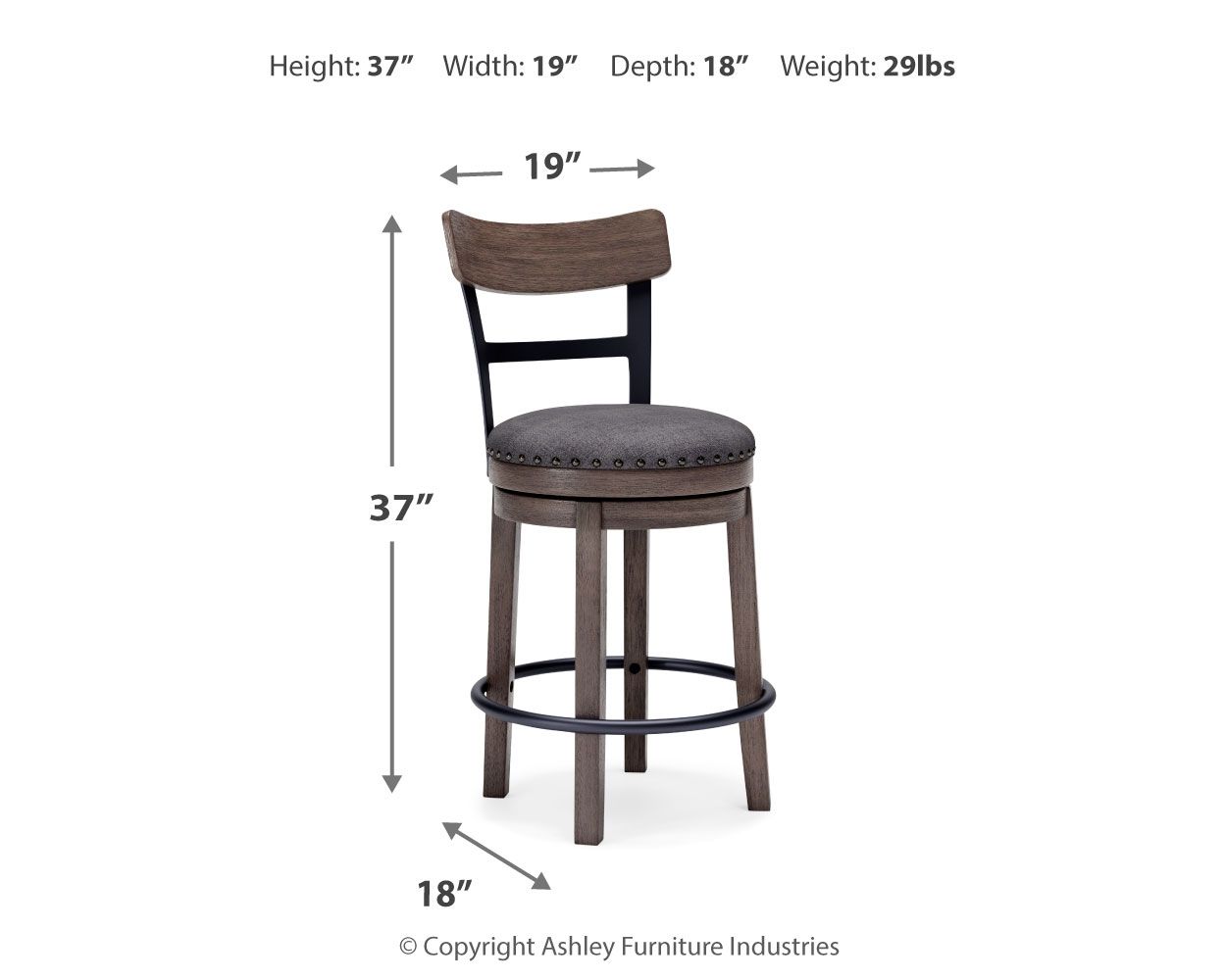Caitbrook - UPH Swivel Barstool - Gray