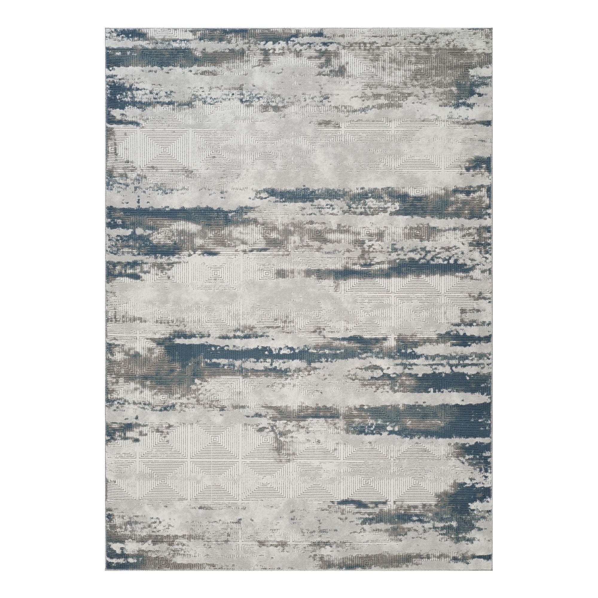 Geometrix - 5'3" X 7'3" Area Rug With Geometric 3D Effect - Gray / Ivory