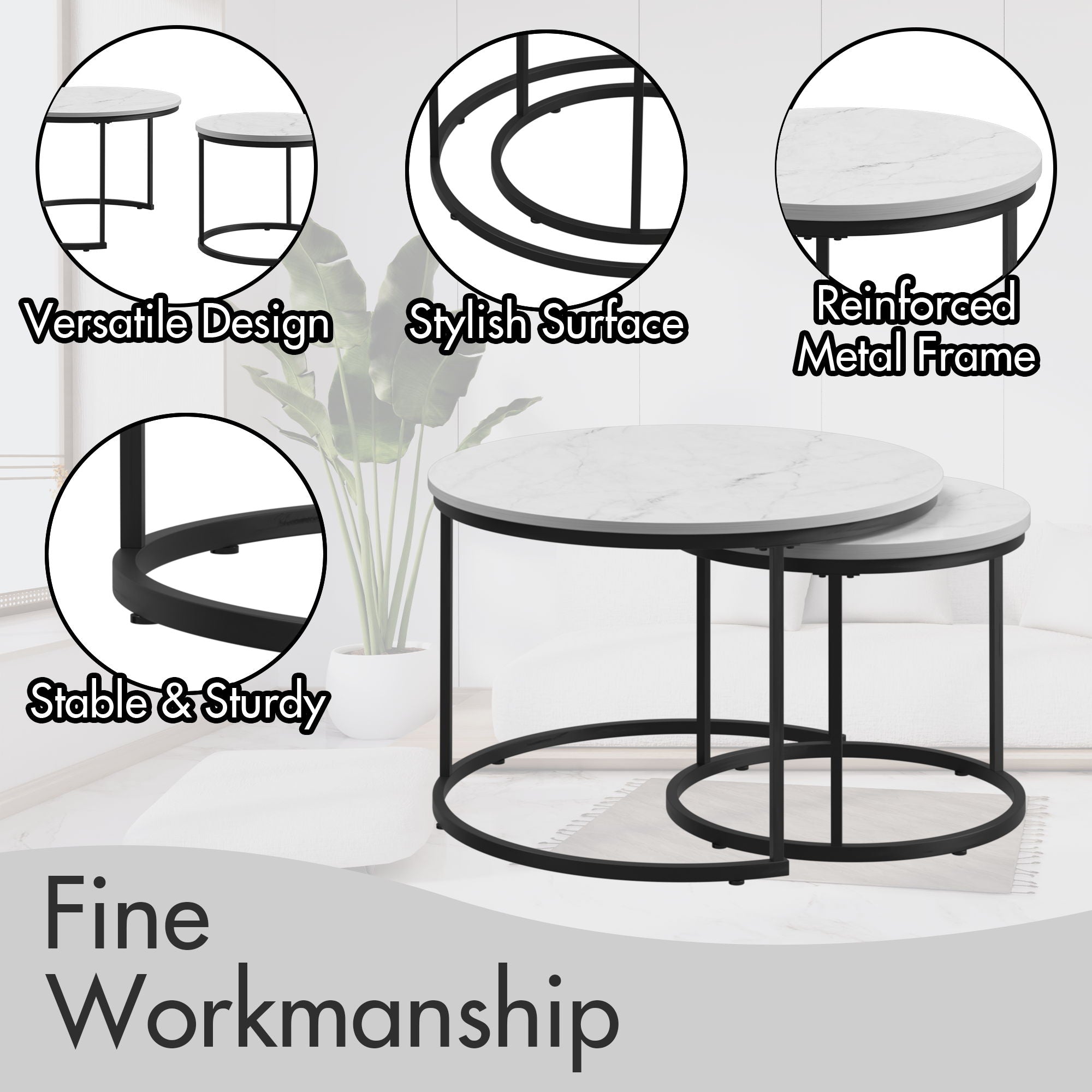 Round Nesting Coffee Table (Set of 2)