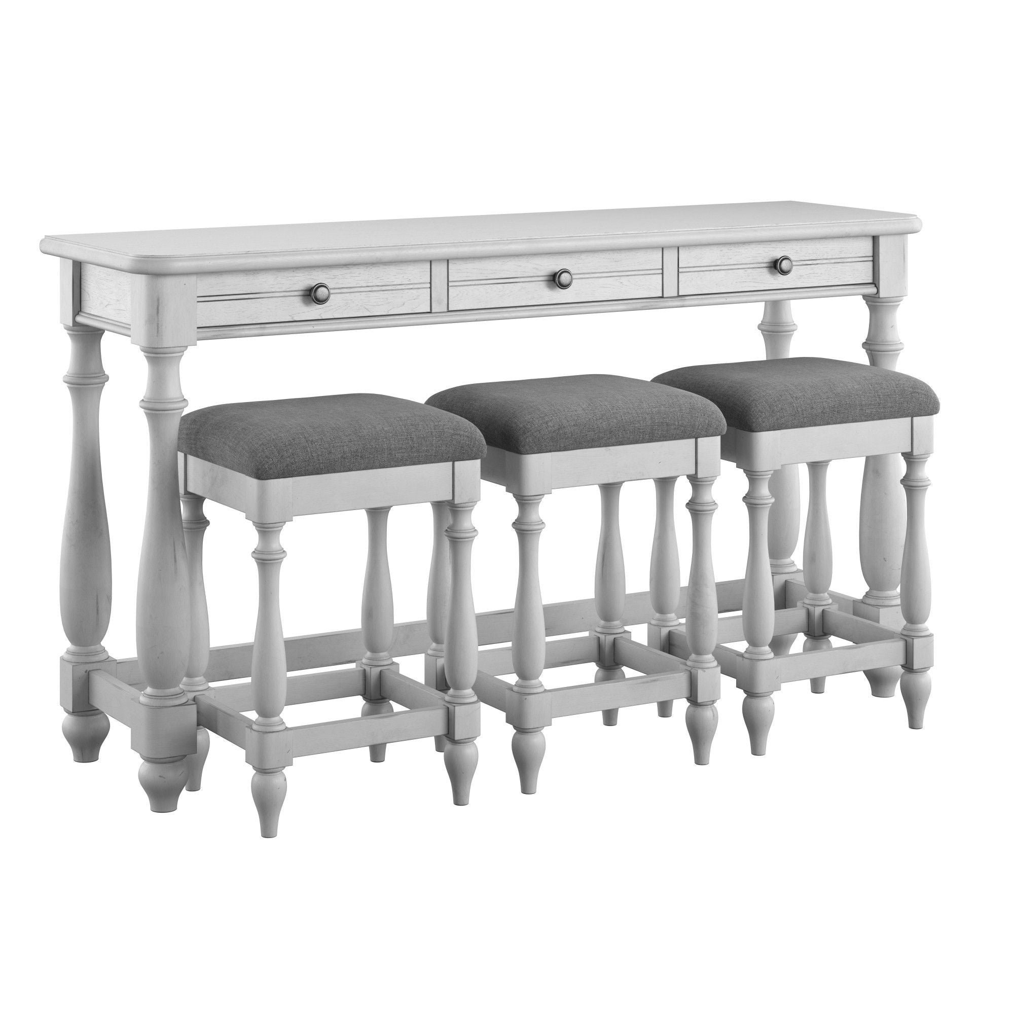 Sofa Table With 3 Stools - Gray