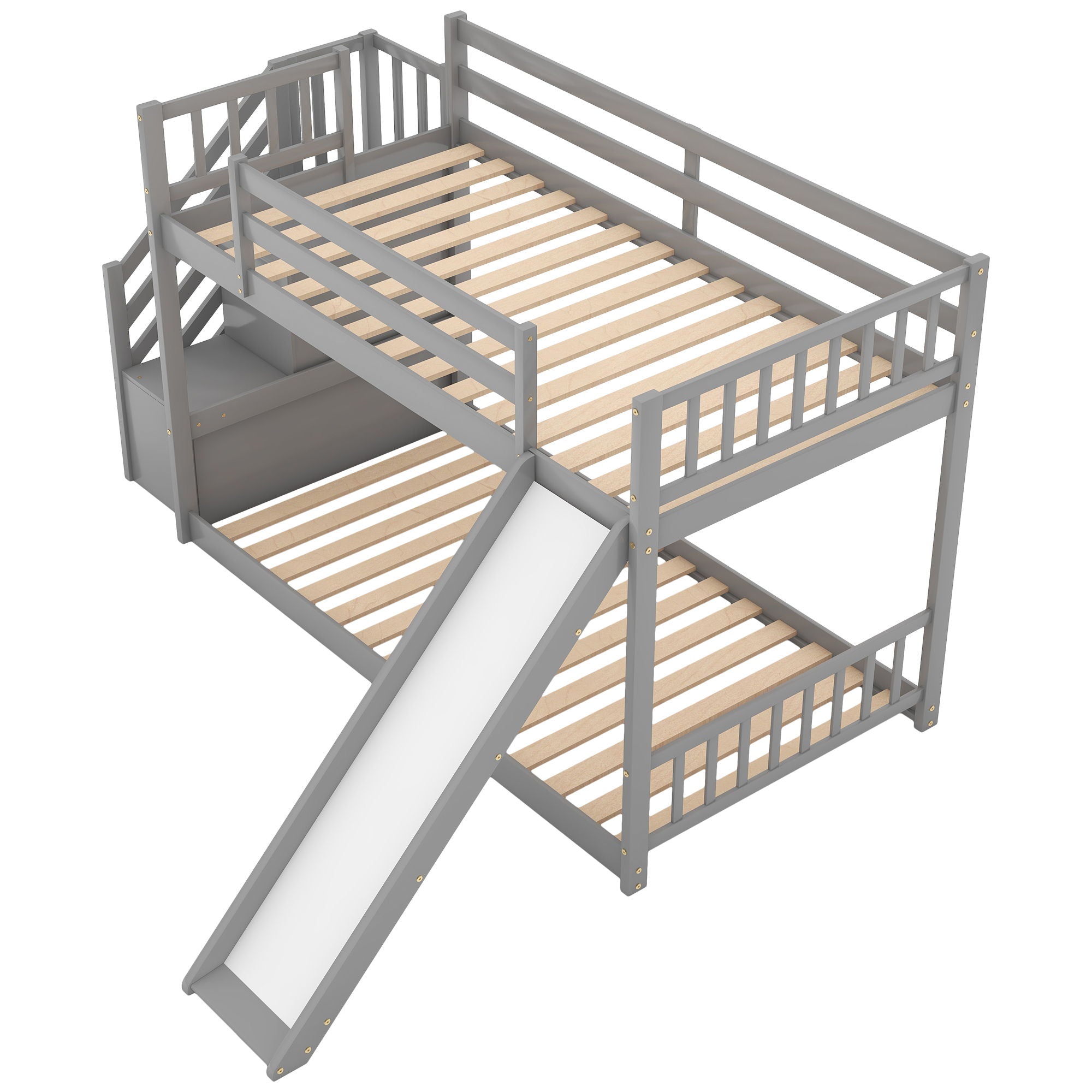 Bunk Bed With Convertible Slide And Stairway