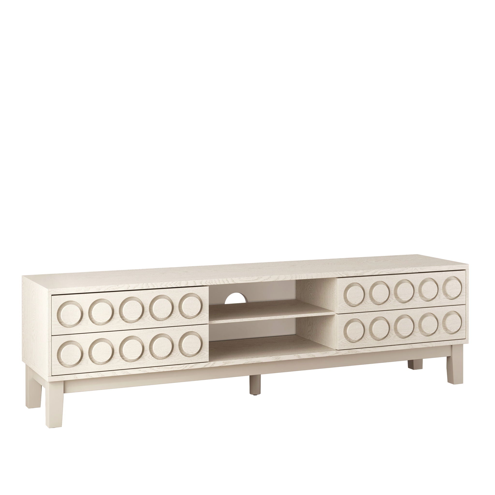 Media Console With 4 Drawers And Cable Management