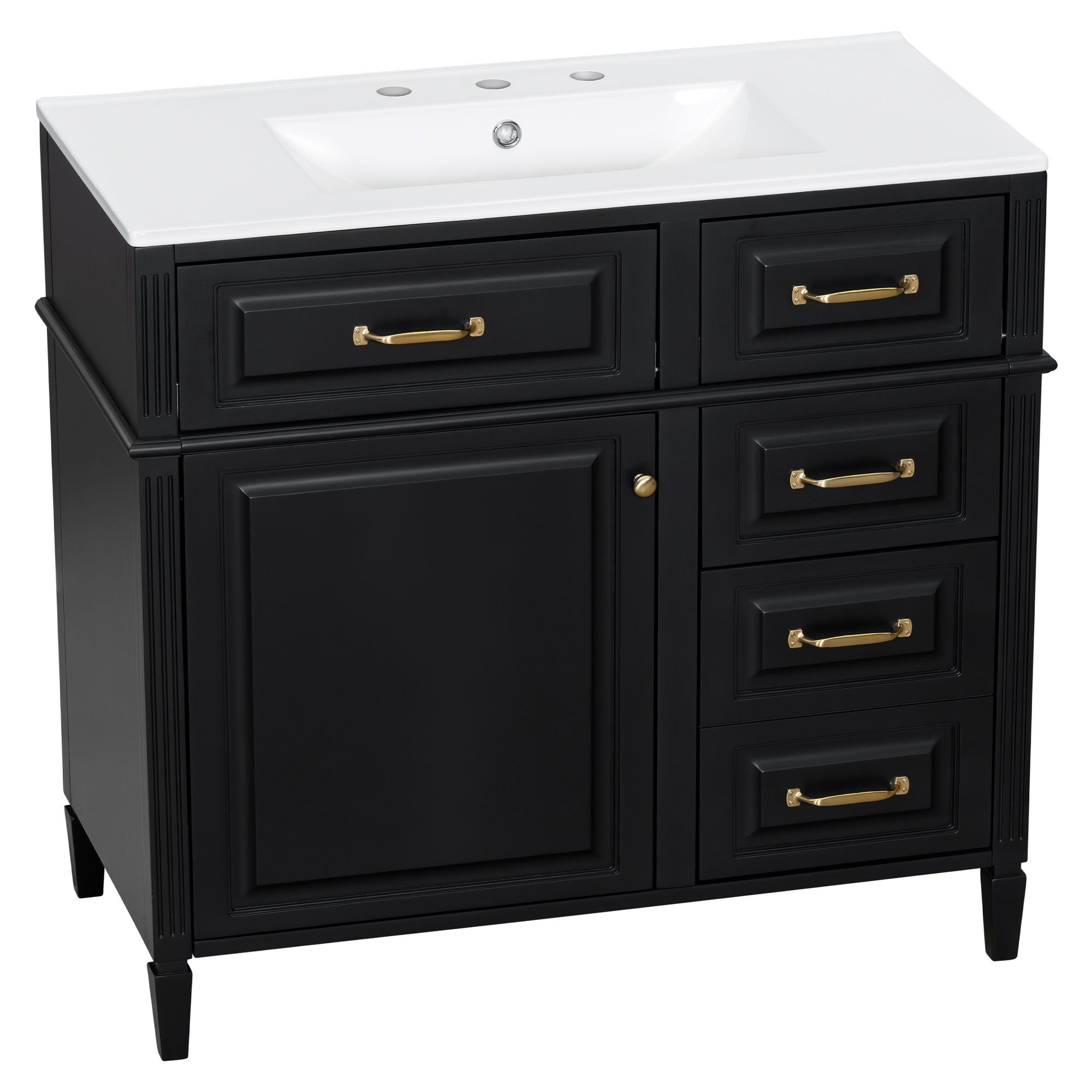 Modern Bathroom Vanity With Sink Top, Flip Drawer Design