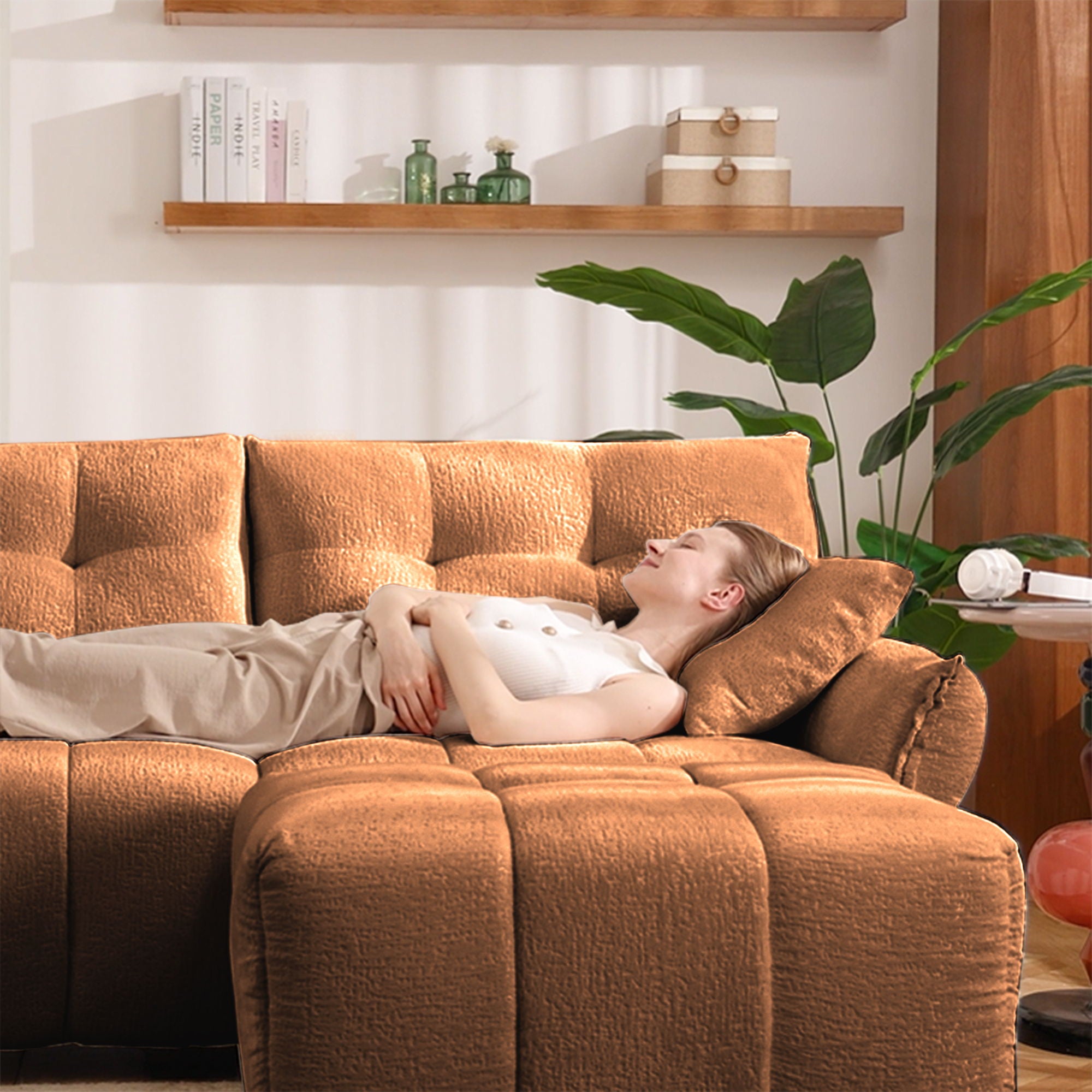 Ergonomic Single Seater Sofa With Ottoman, High Resilience Support Cushions