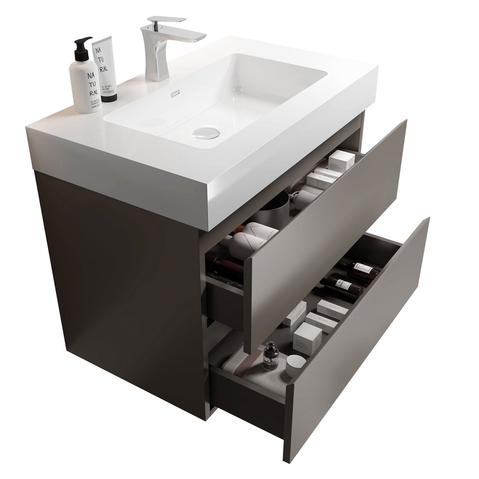 Alice - Bathroom Vanity With Sink, Wall Mounted, Floating
