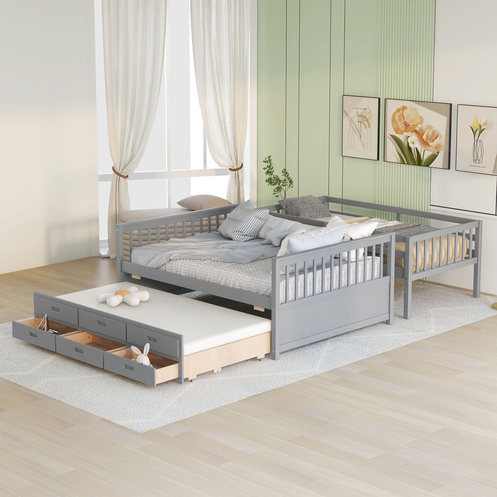 Bunk Bed With Twin Size Trundle And Drawers