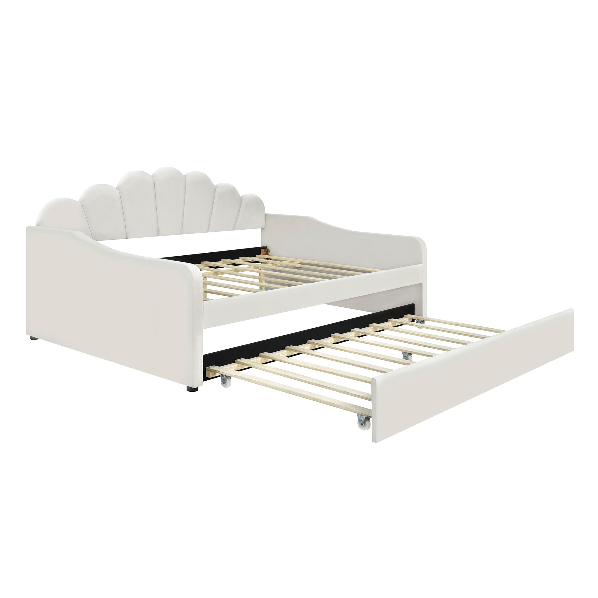 Upholstery Daybed Frame With Shell Shaped Backrest