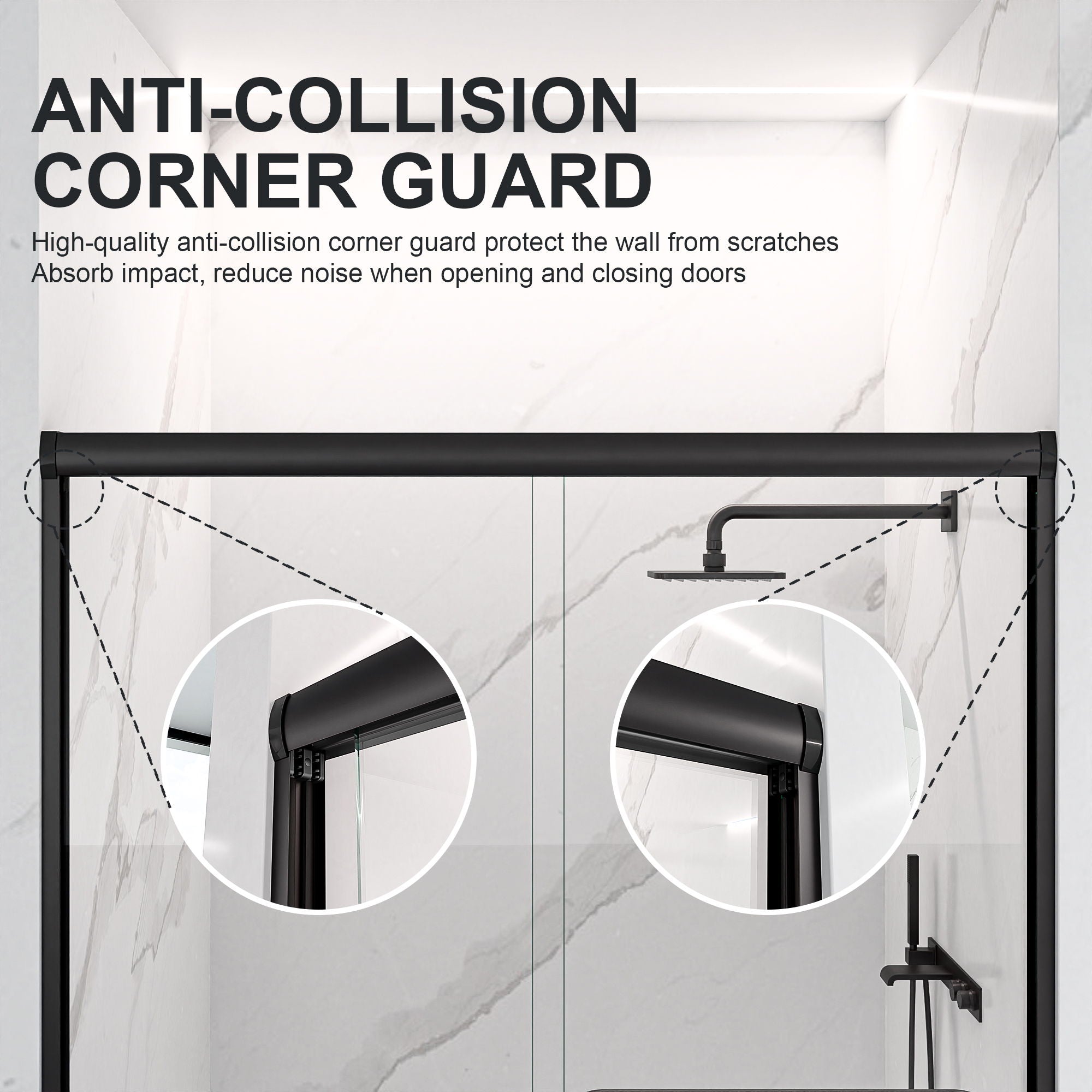 Modern Semi Frameless Double Sliding Shower Door