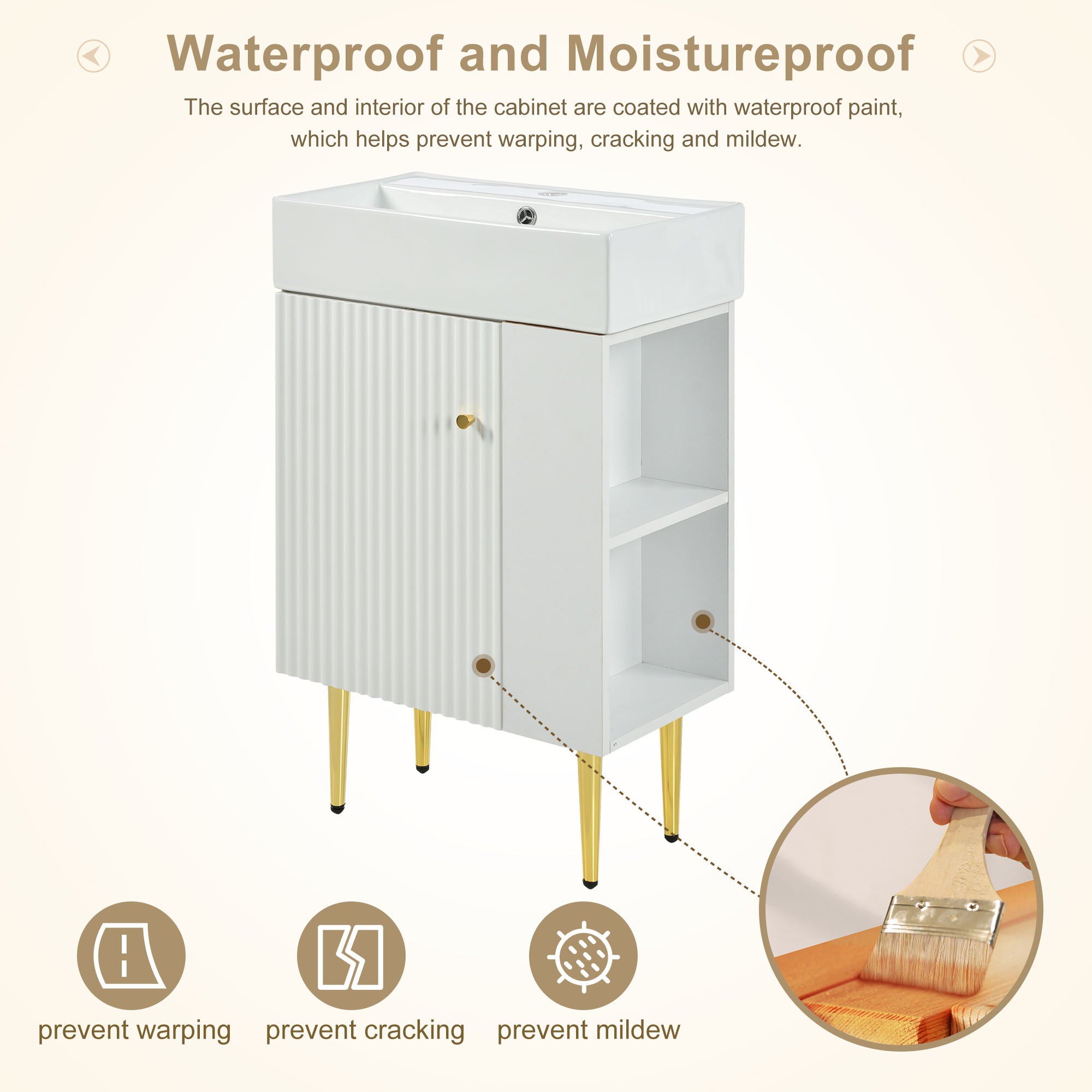 Bathroom Vanity, Combo Cabinet, Bathroom Storage Cabinet, Single Ceramic Sink