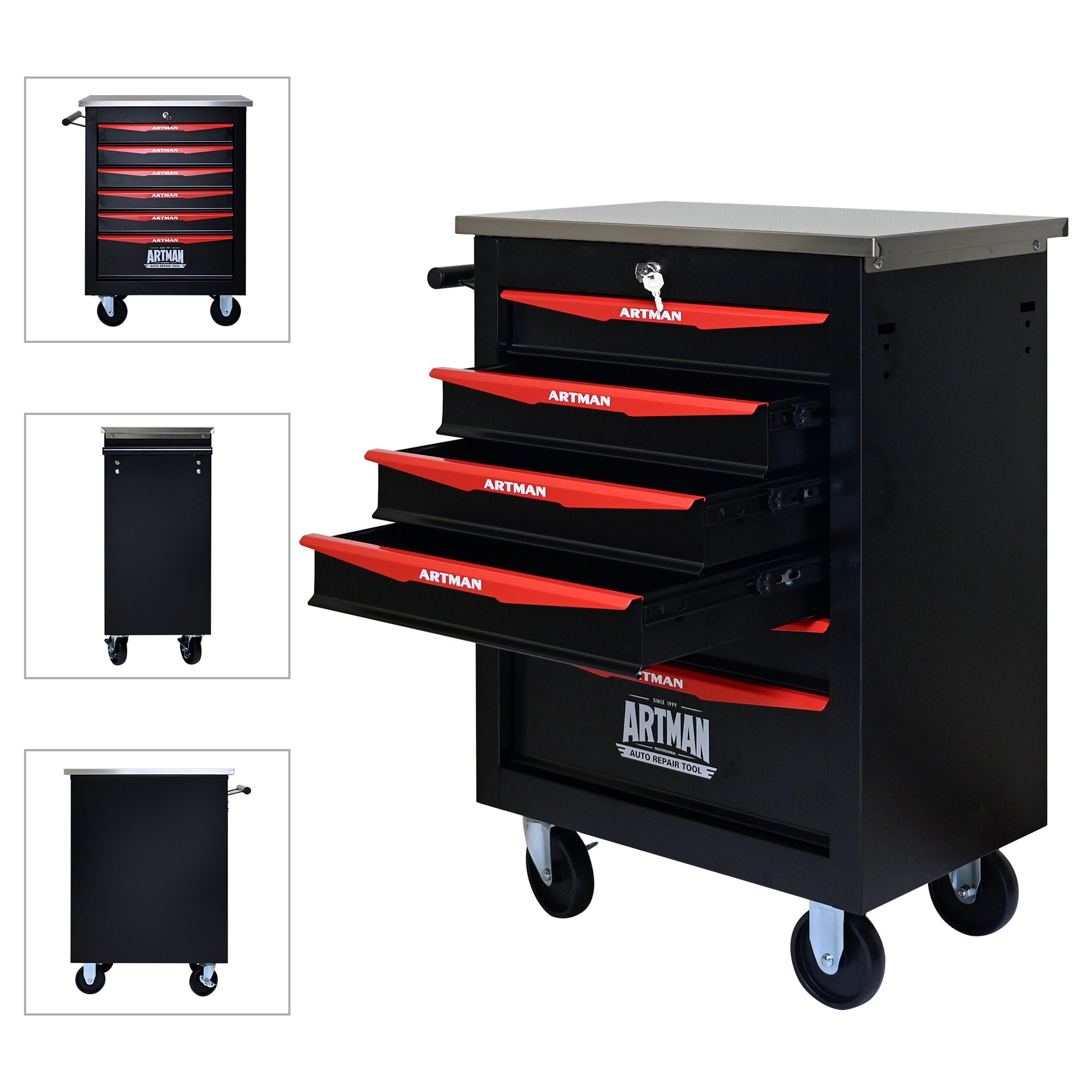 Drawer Multifunctional Tool Cart With Wheels For Garage