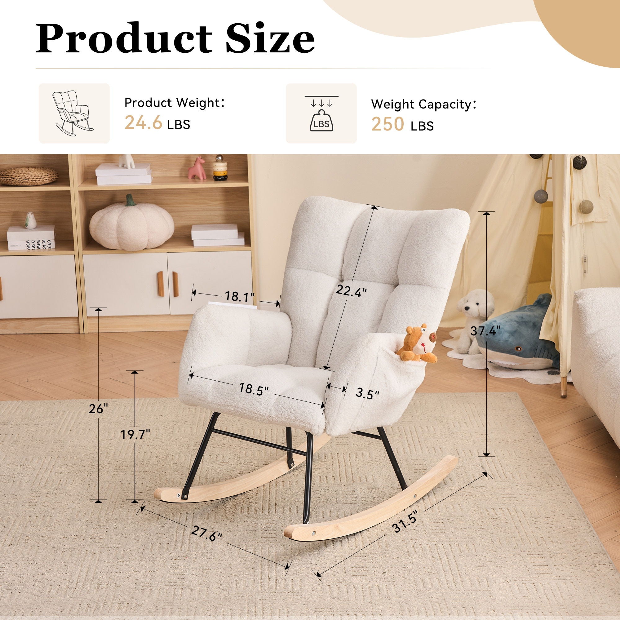 Rocking Gilder Chair For Living Room - Ivory