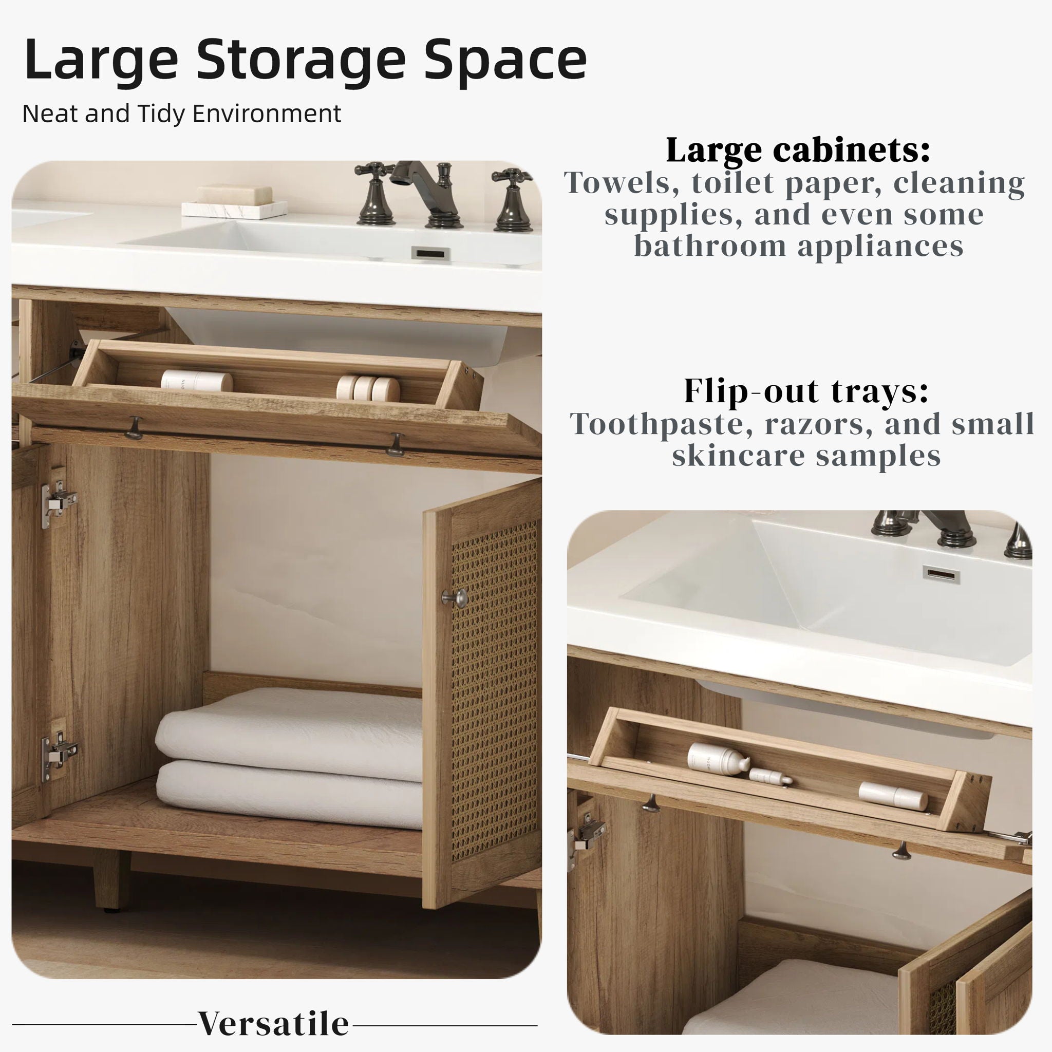 Bathroom Vanity With Double Sink, Large Storage Space