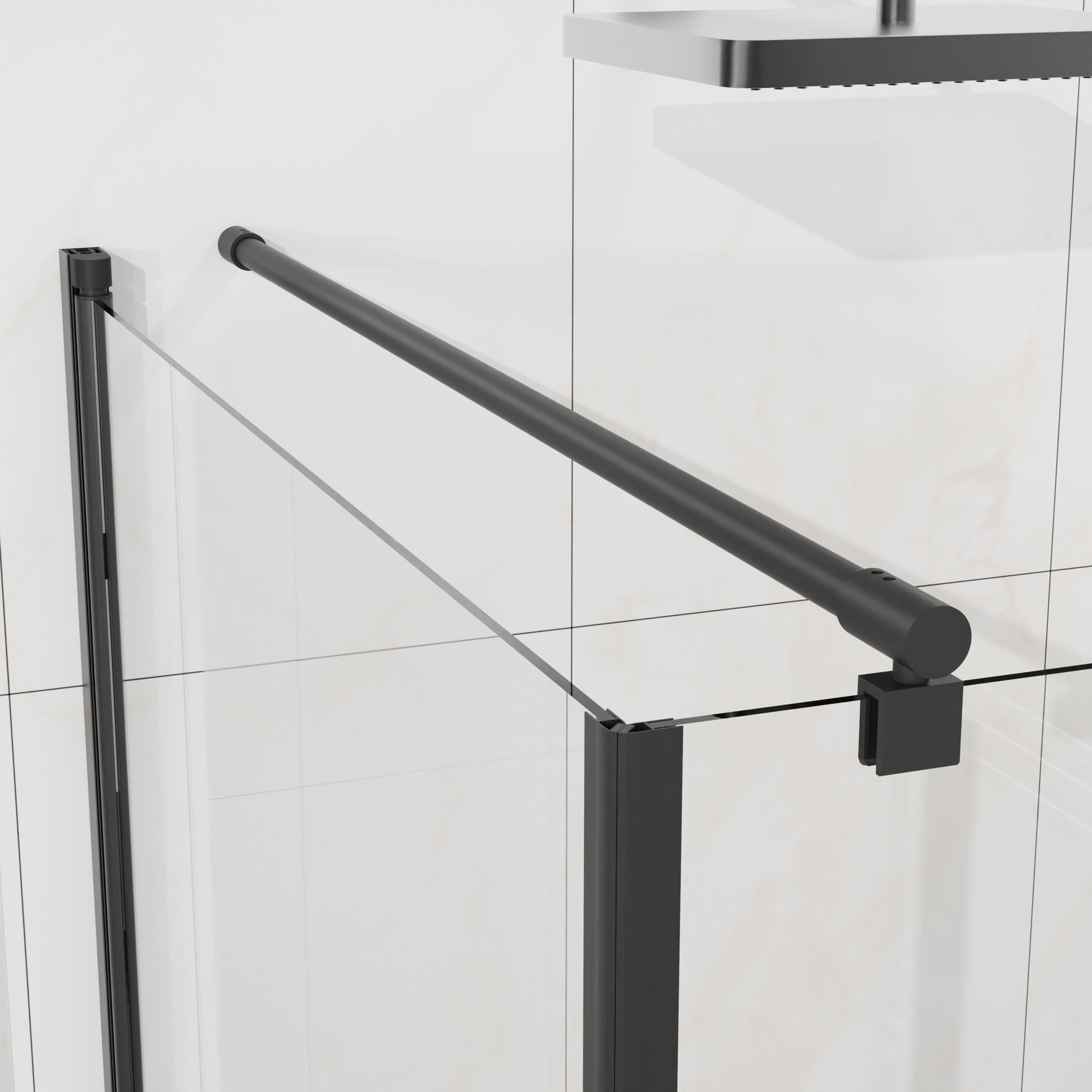 Goodyo - Frameless Corner Shower Door - Matte Black