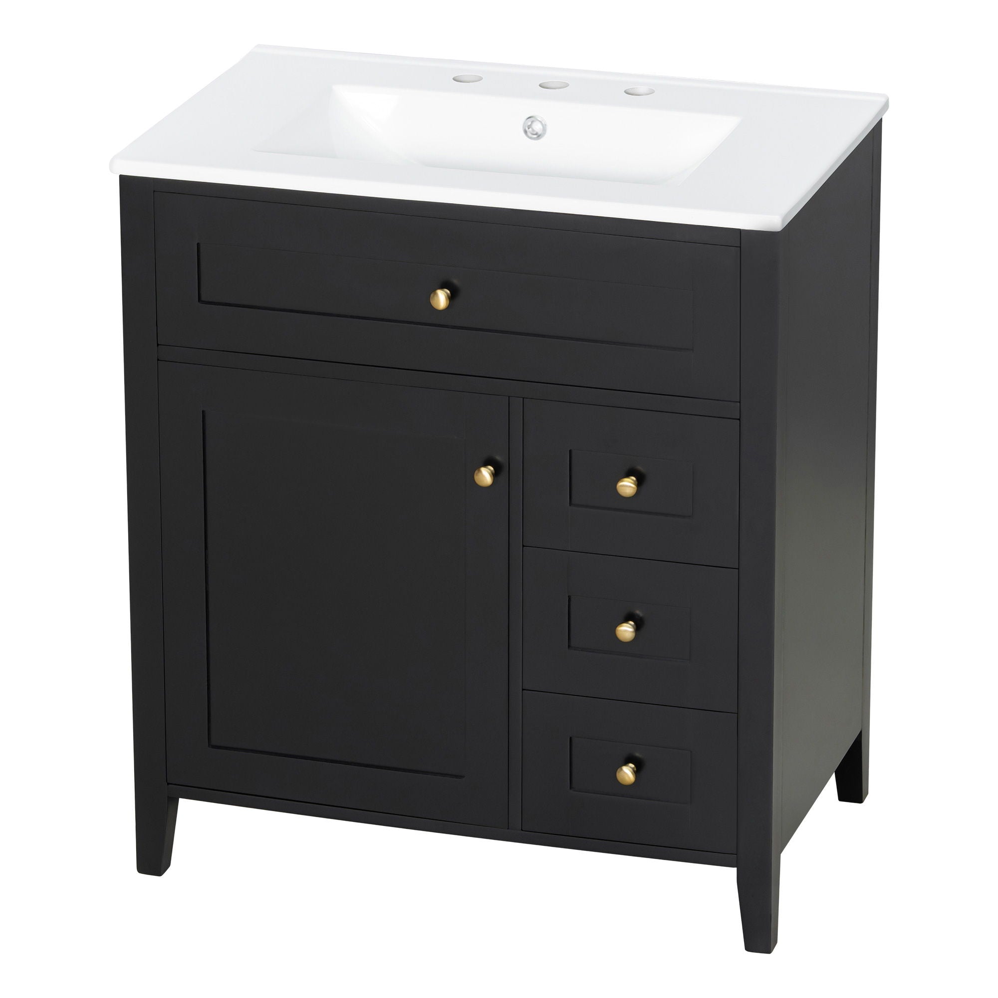 Bathroom Vanity With Sink, 3 Drawers And Adjustable Shelf