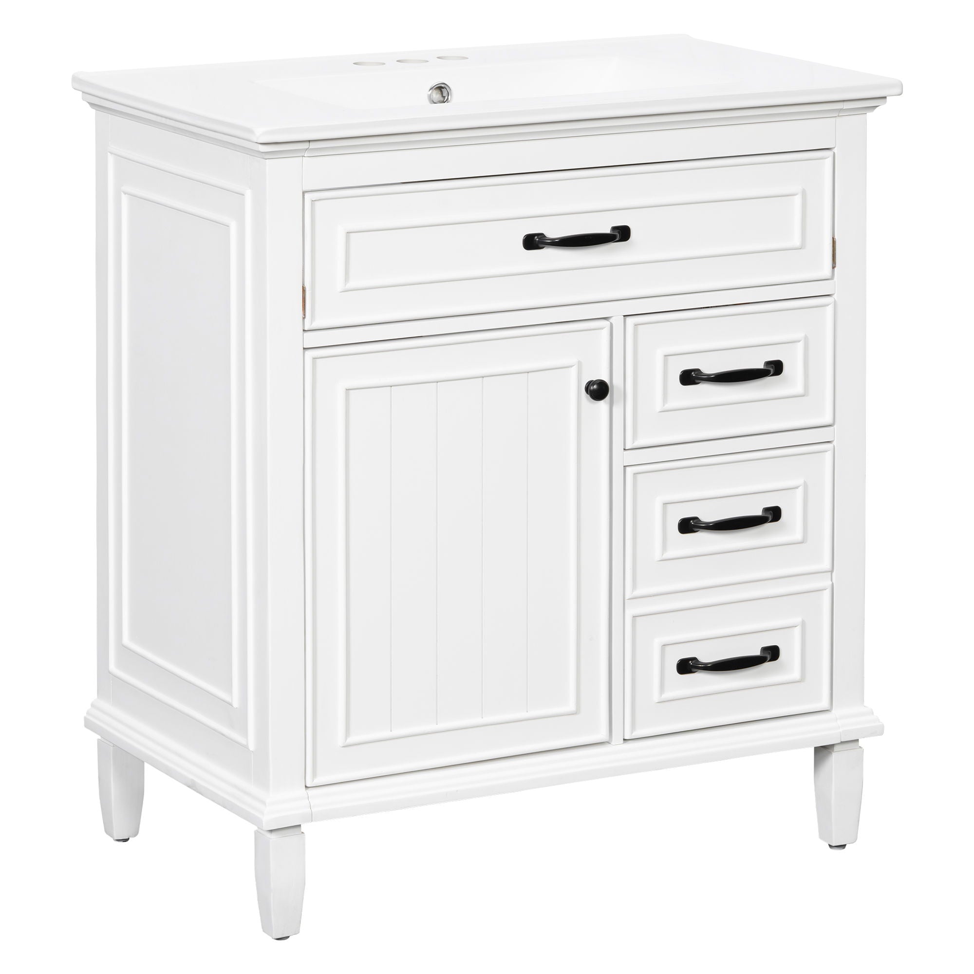 Bathroom Vanity With Sink Top, Flip Drawers, Adjustable Shelf