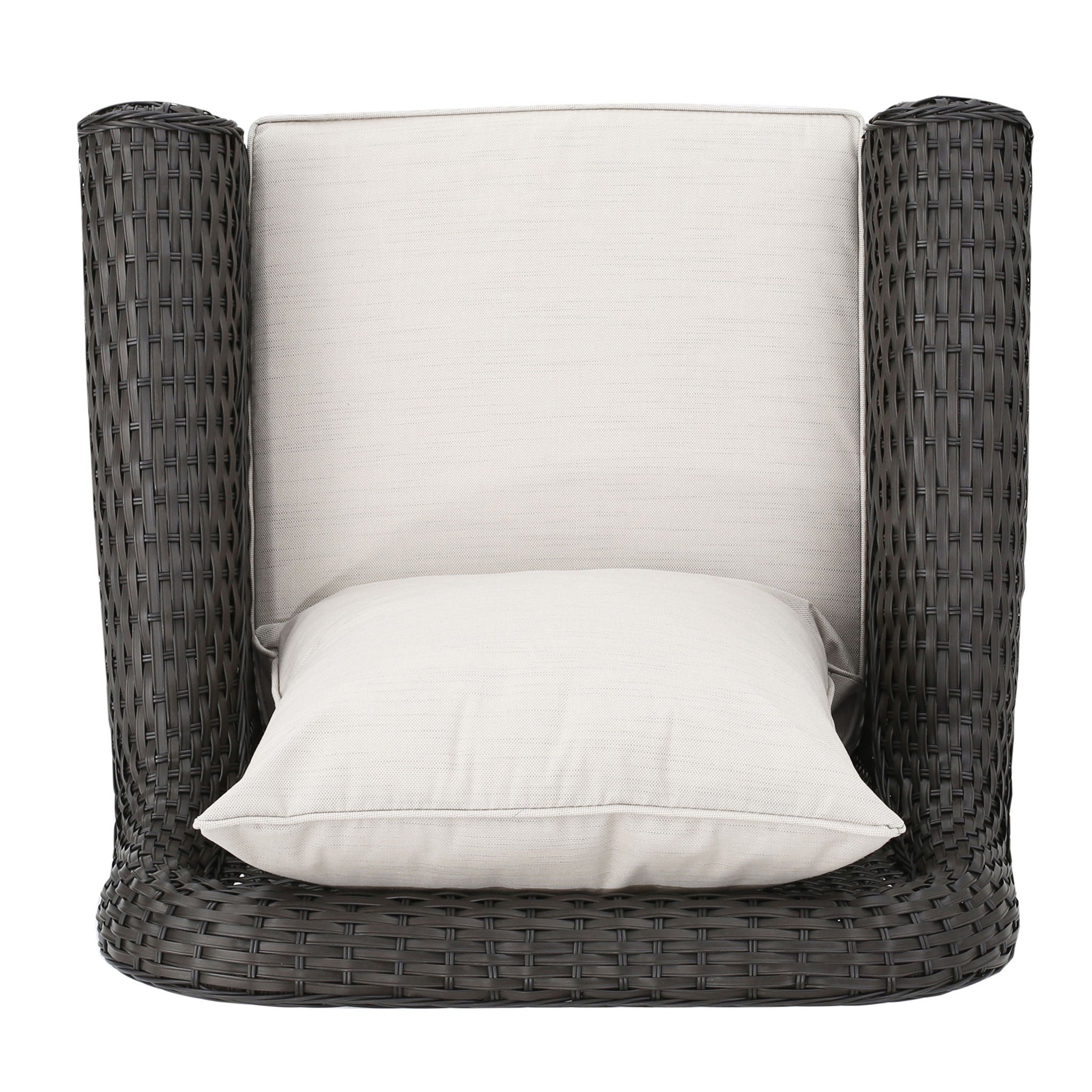 Amaya - Outdoor Swivel Rocker Chair With Water Resistant Cushions - Brown / Beige