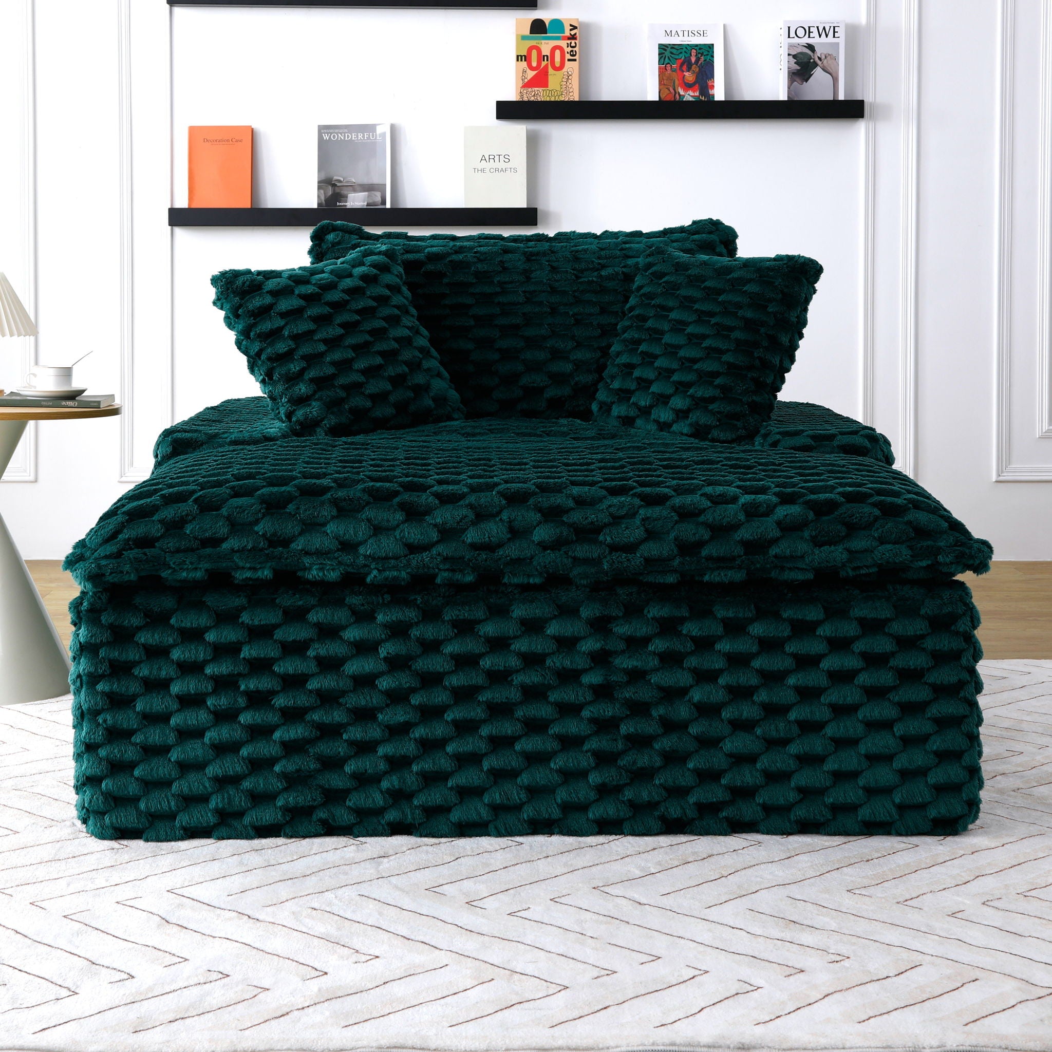 Comfort Bearing Sofa With 2 Pillows And 1 Backrest - Green