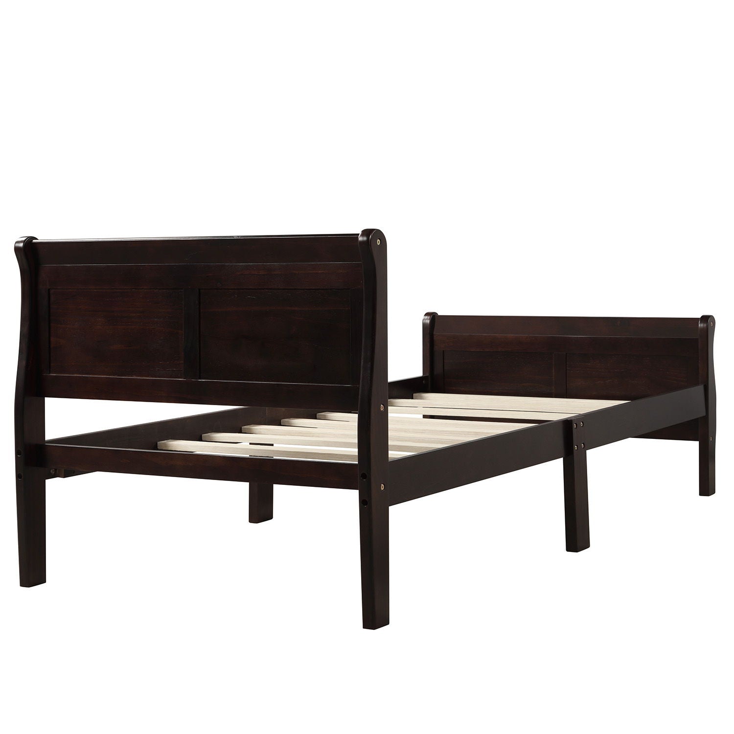 Platform Bed Frame Mattress Foundation Sleigh Bed With Headboard / Footboard / Wood Slat Suppor