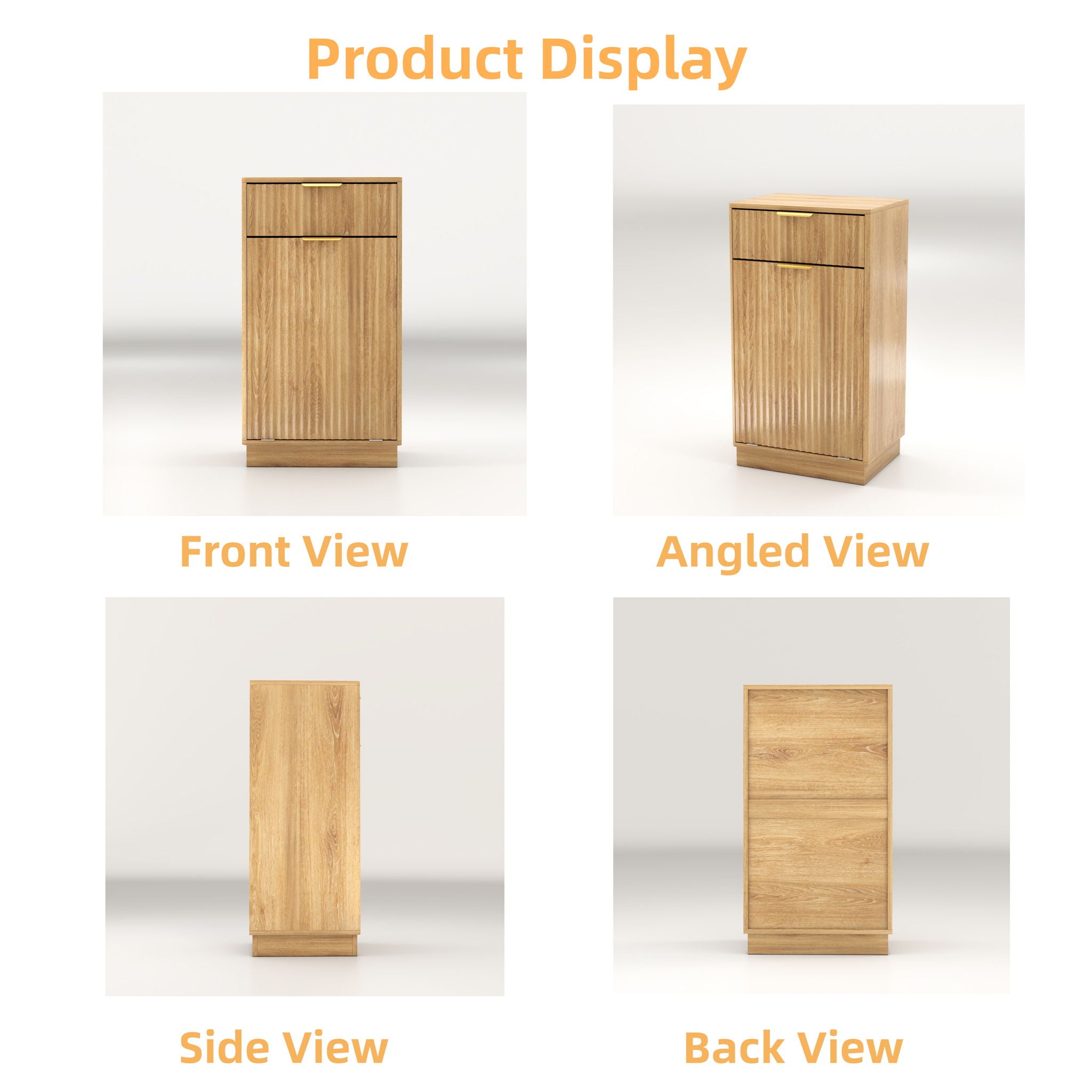 Tilt Out Trash Can Cabinet With Wave Textured Drawer & Pull Out Bin