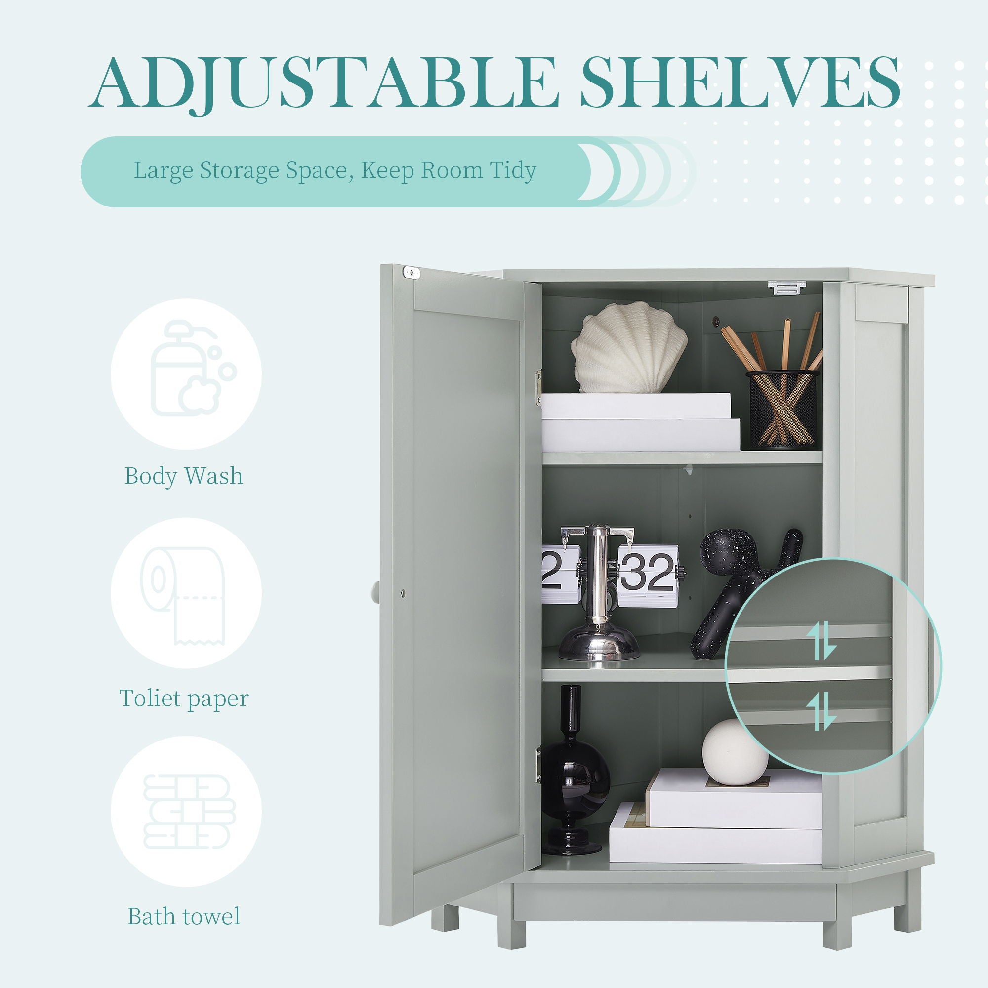 Bathroom Cabinet Triangle Corner Storage Cabinet With Adjustable Shelf Modern Style