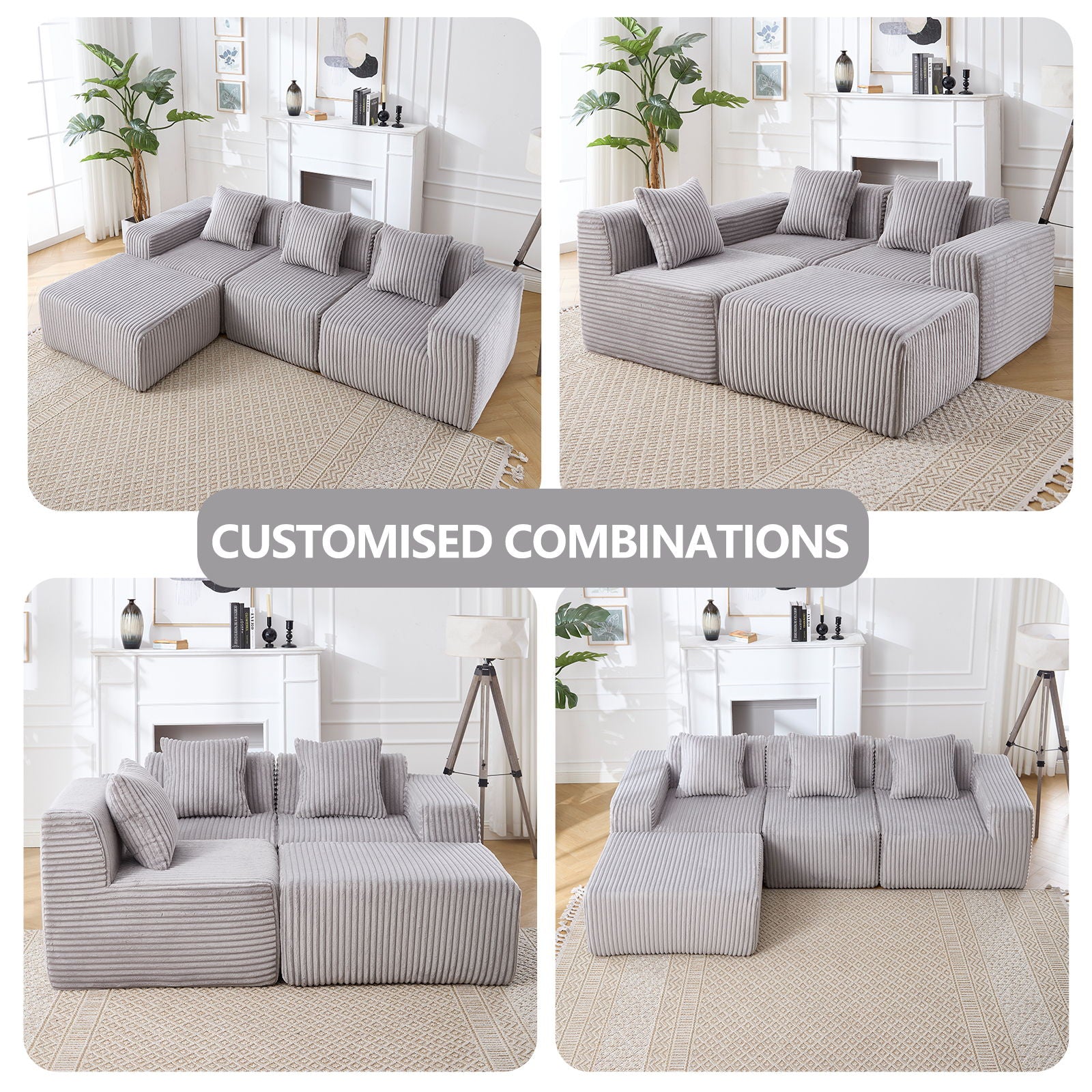 L - Shape Modern Minimalist Modular Sectional Sofa, Upholstered Cloud Couch With Deep Seats