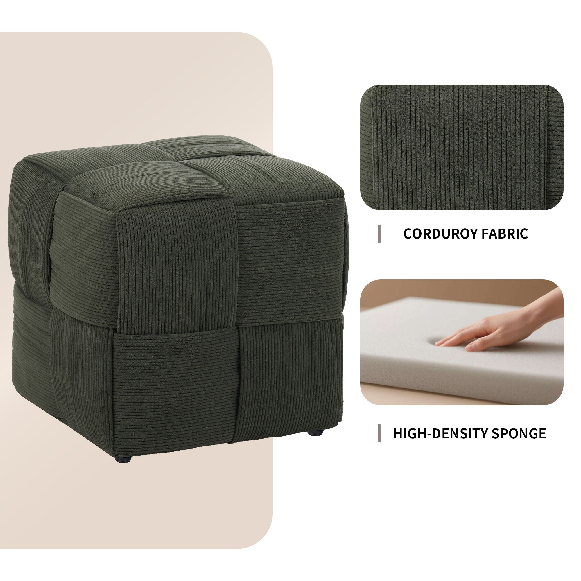 Square Ottoman Foot Rest With Woven Design