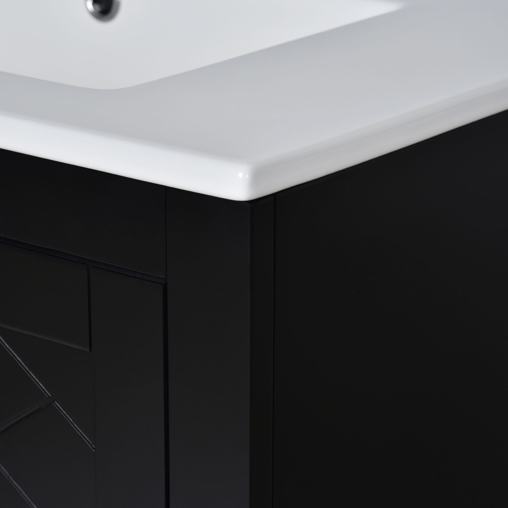 Ceramic Sink Combo, Freestanding Vanity Set With 3 Drawers & Soft Closing Doors