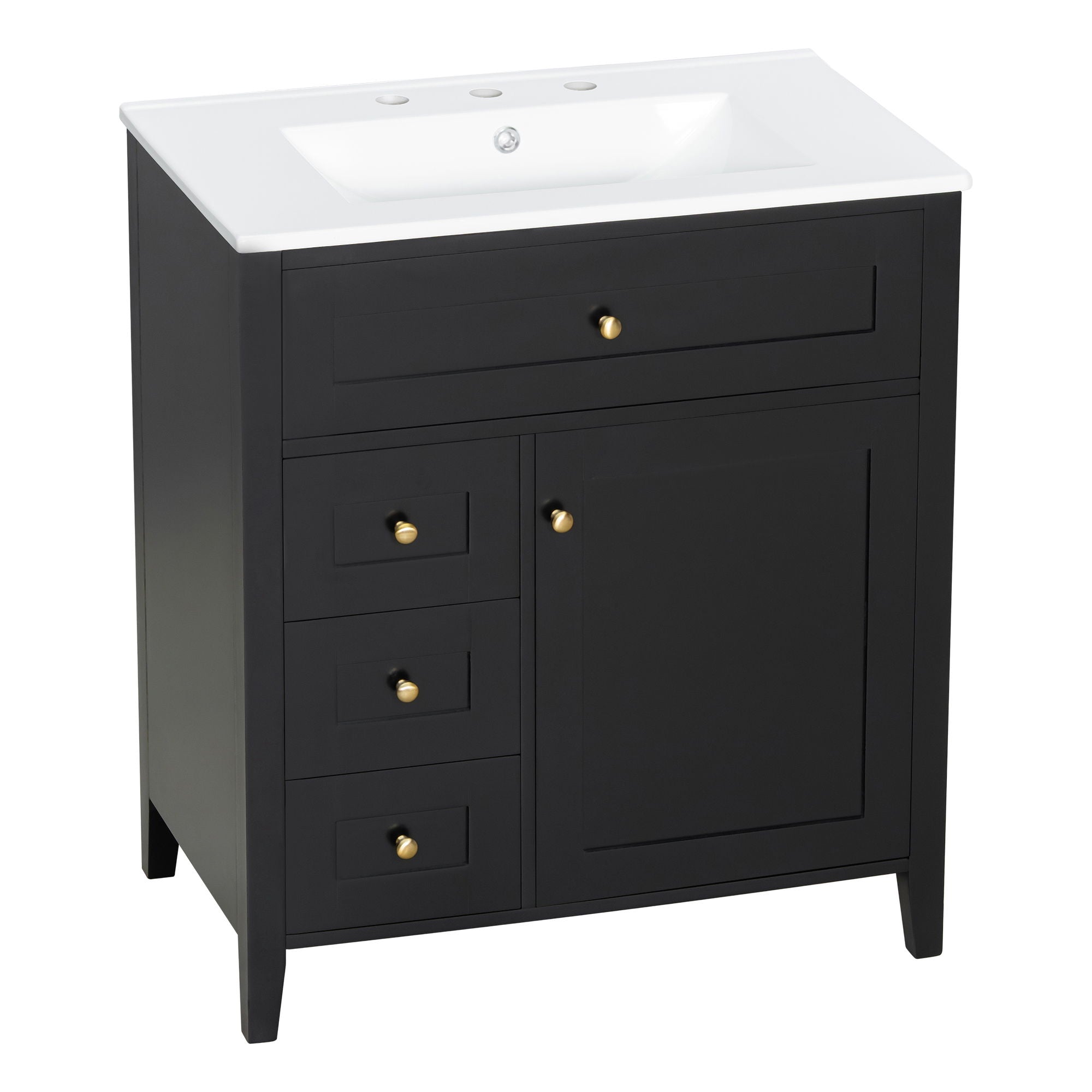 Modern Bathroom Vanity With Sink, 3 Drawers And Adjustable Shelf