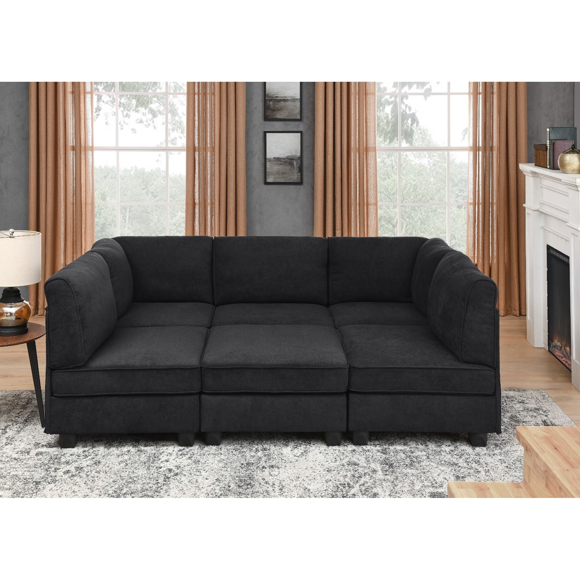 Upholstered Modular Sectional With Removable Cushions