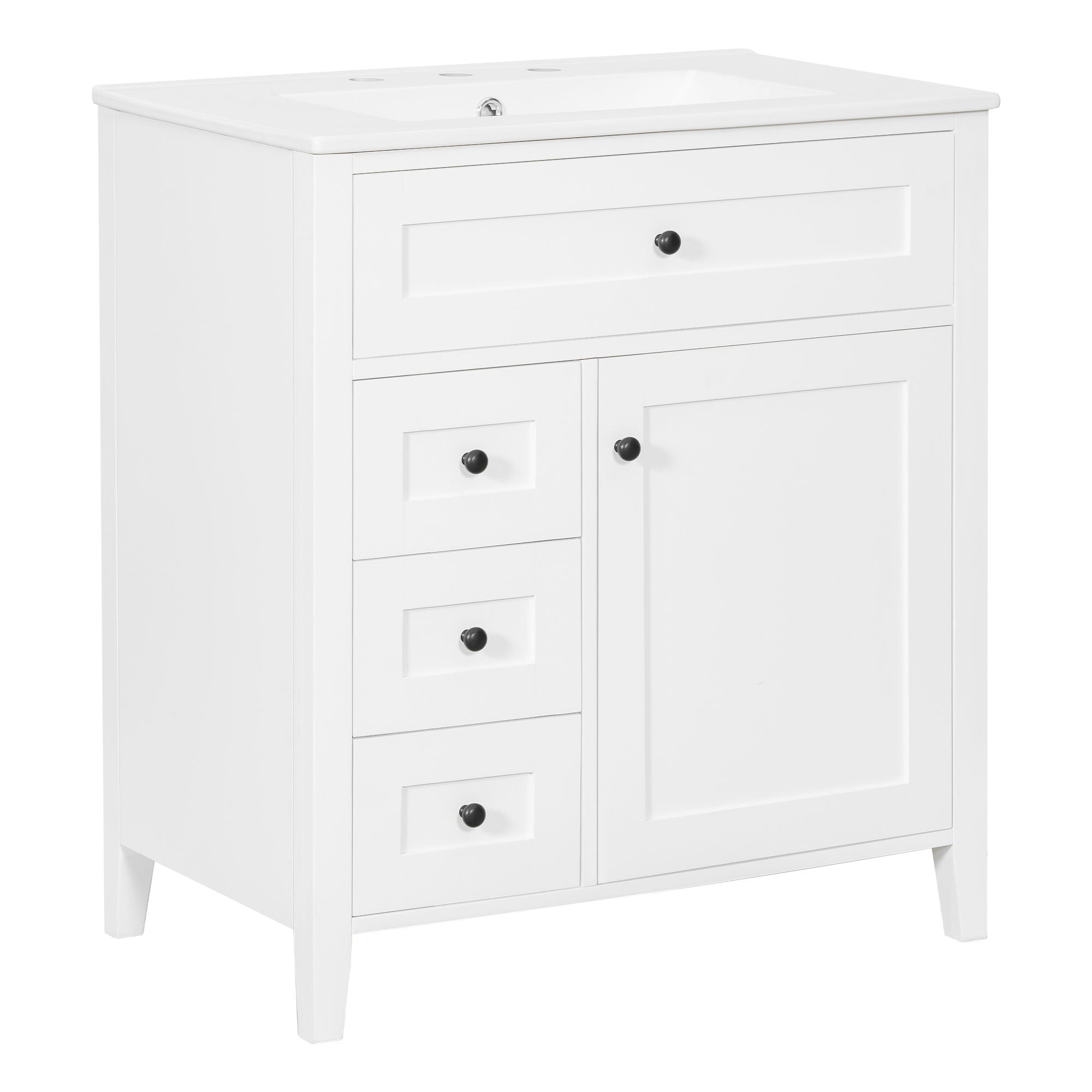 Modern Bathroom Vanity With Sink, 3 Drawers And Adjustable Shelf