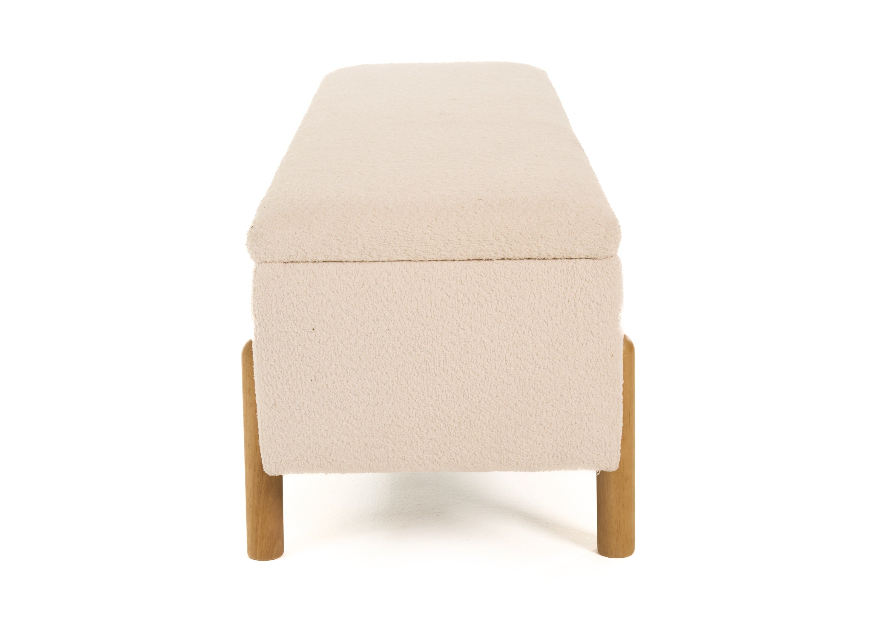 Modrest Electra - Modern Ivory Fabric + Rubberwood Bench With Storage