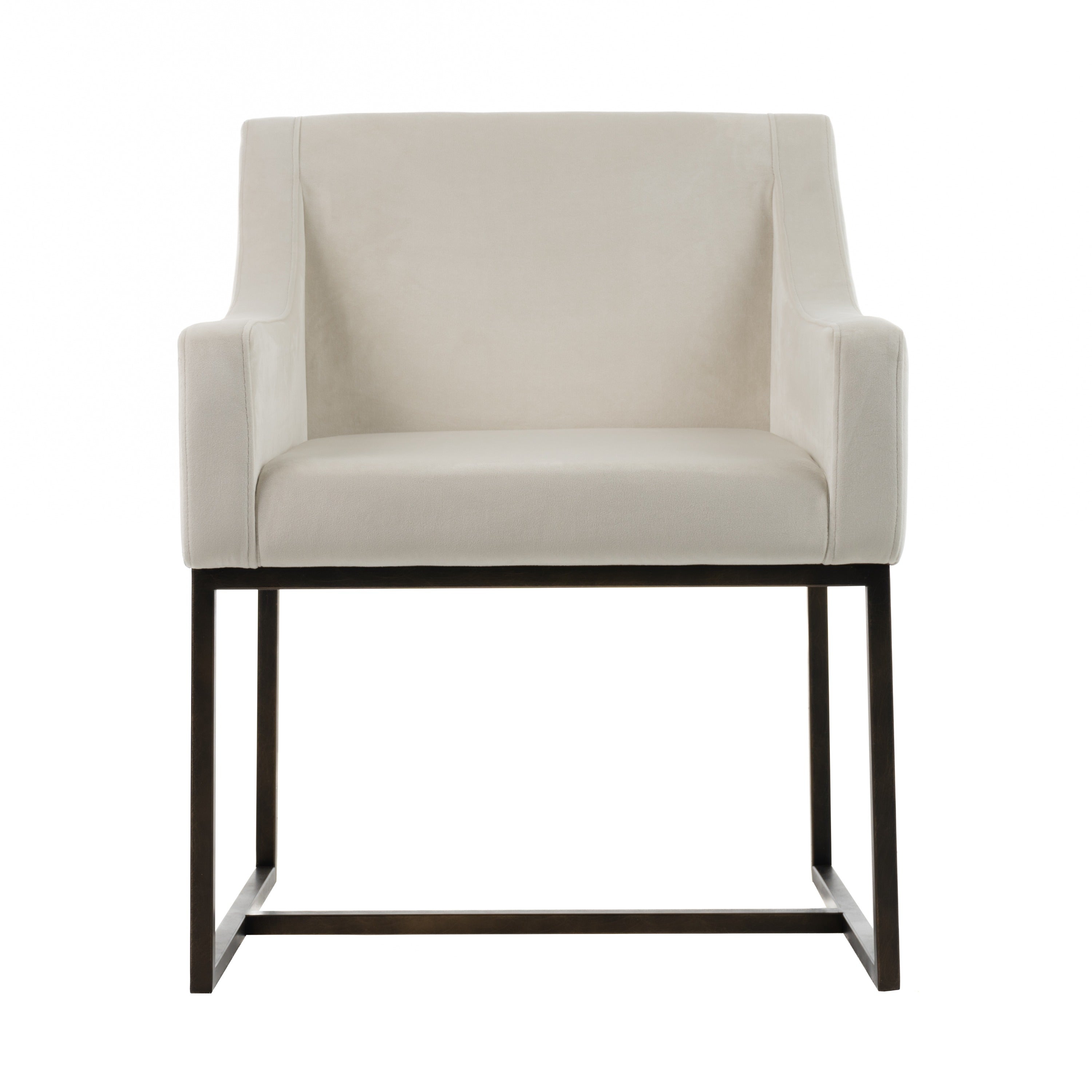 Modrest Elijah - Modern Beige & Copper Antique Brass Dining Chair
