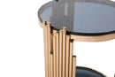 Modrest Bryce Modern Smoked Glass & Rosegold Round End Table