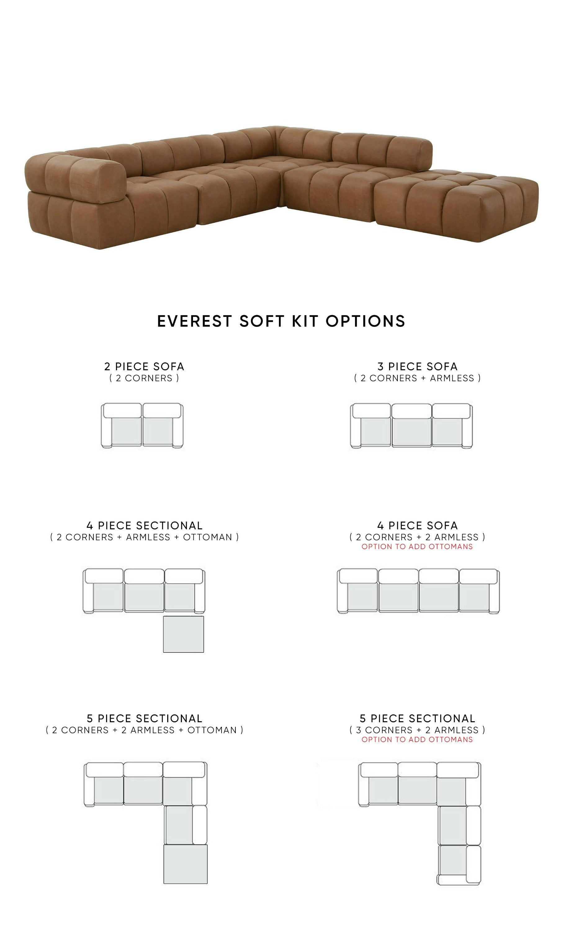 Divani Casa Everest - Modern Brown Leather Modular Sectional Sofa
