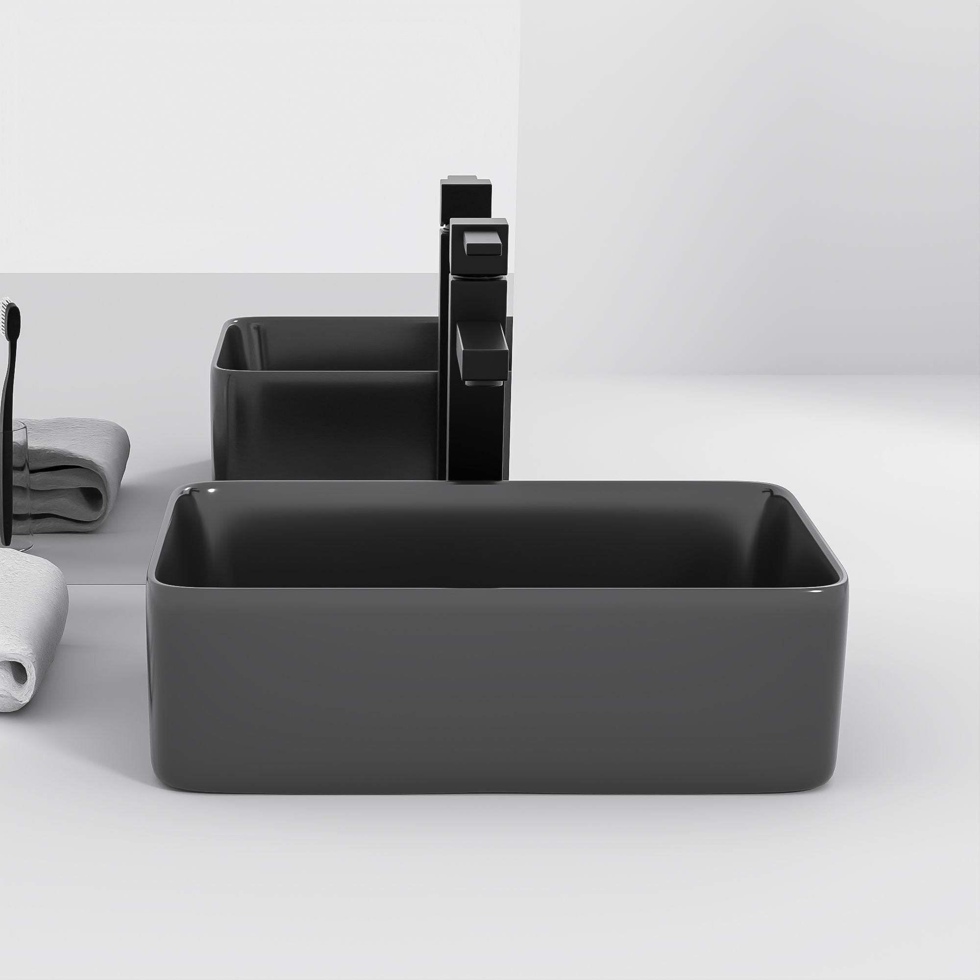 Modern European Design Ceramic Rectangular Vessel Bathroom Sink
