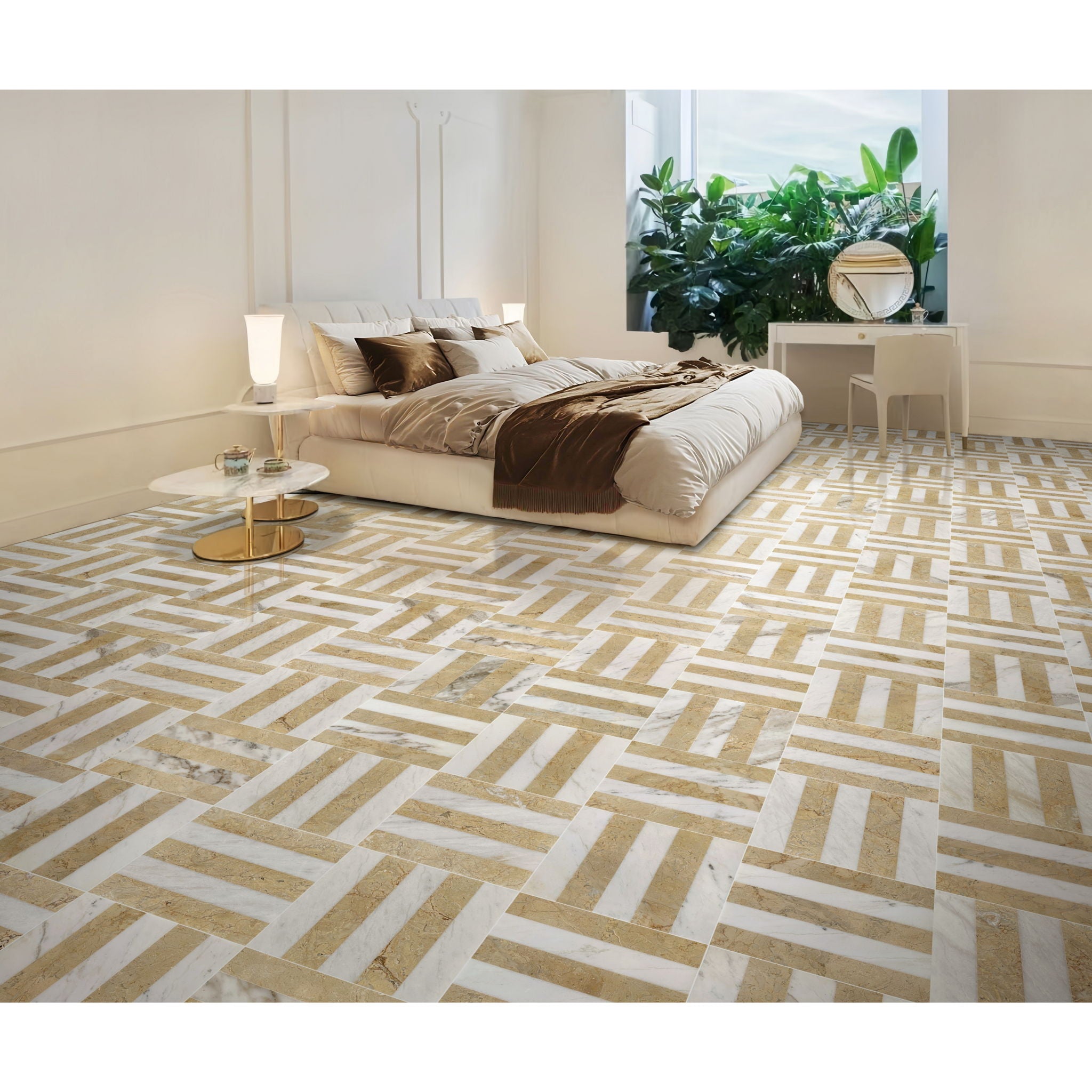 Elegant Waterjet Polished Marble Tile For Floor And Wall
