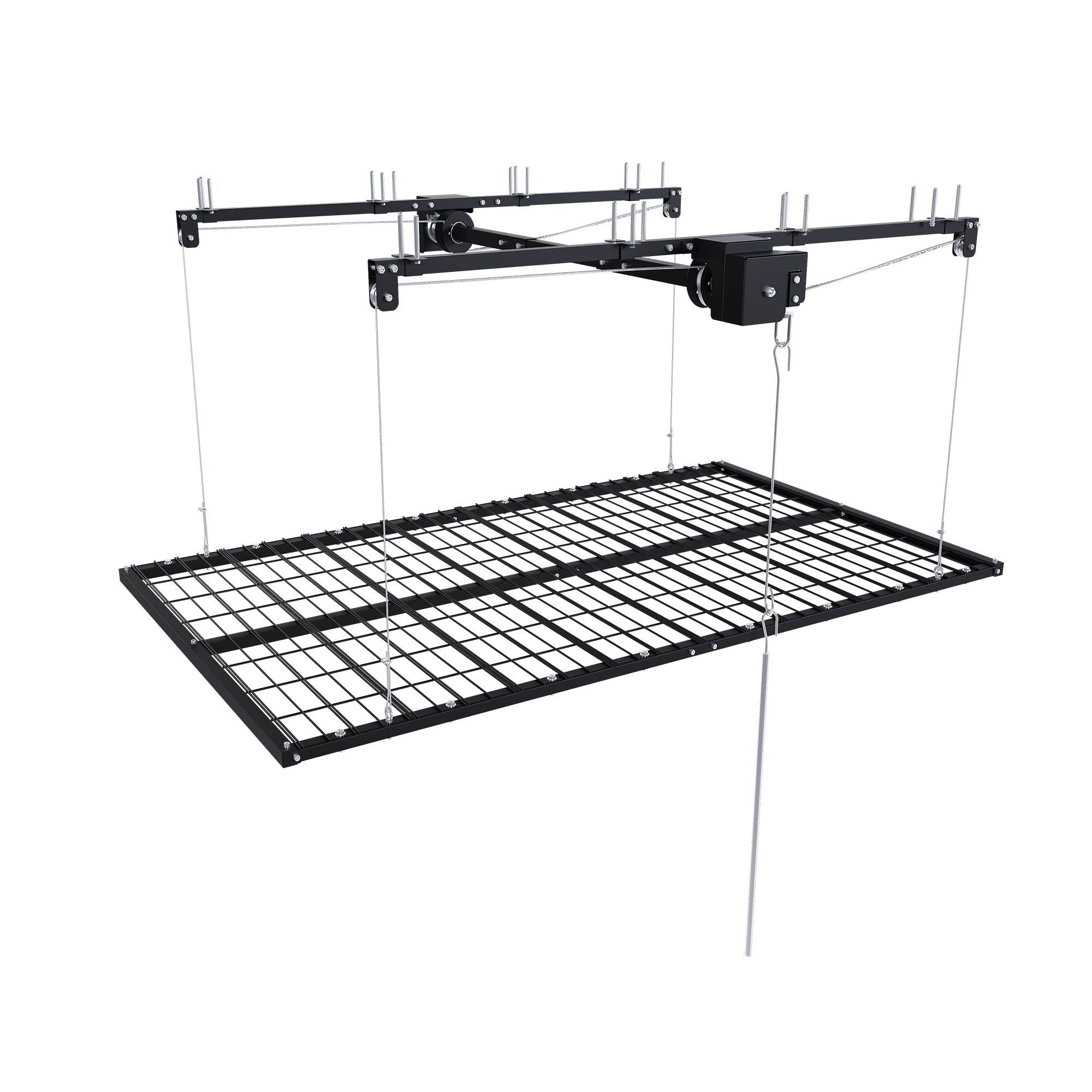 Overhead Garage Storage Rack For High Ceilings & Safety Lock - Black